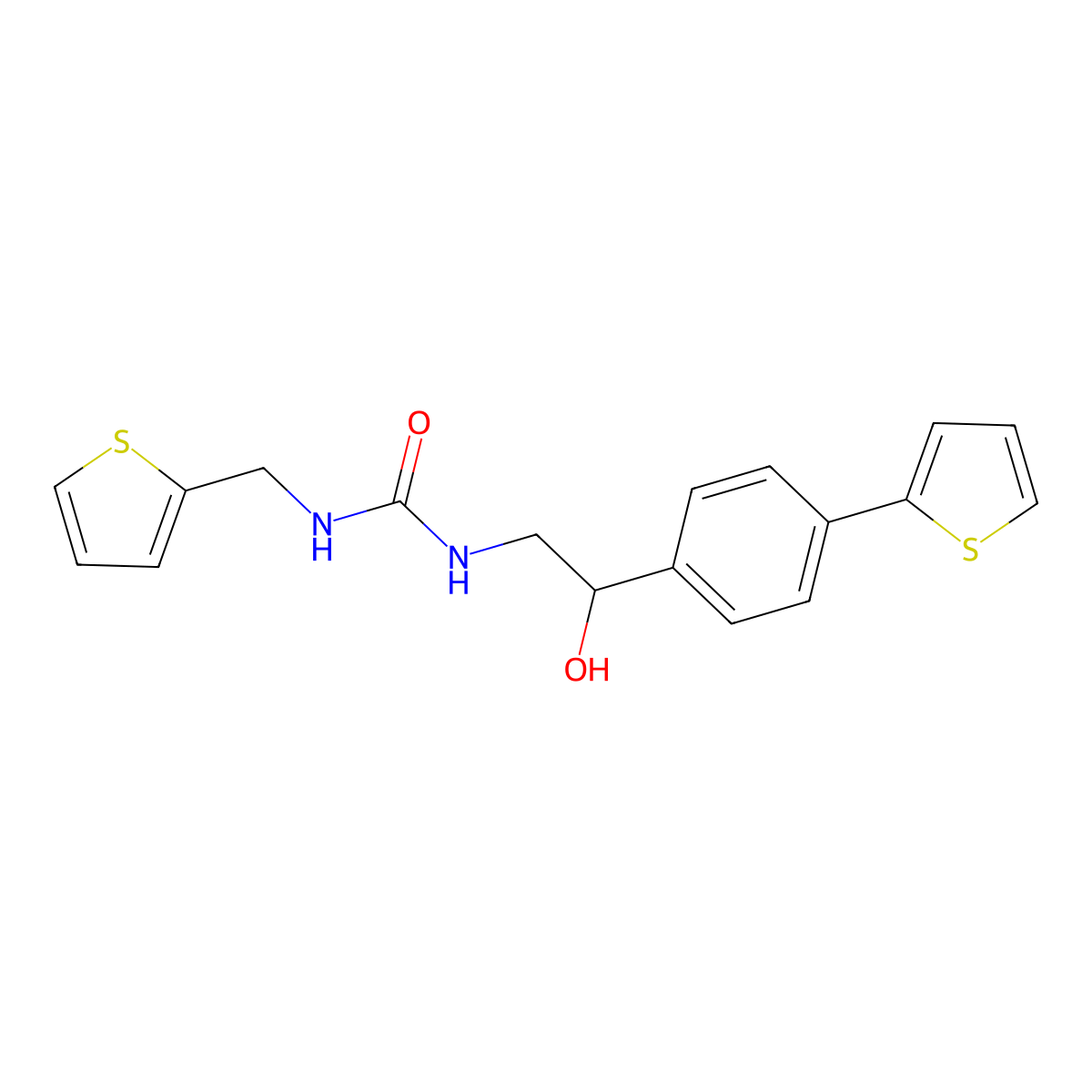1-[2-Hydroxy-2-(4-thiophen-2-ylphenyl)ethyl]-3-(thiophen-2-ylmethyl)urea molecular structure, CAS 2380188-95-2