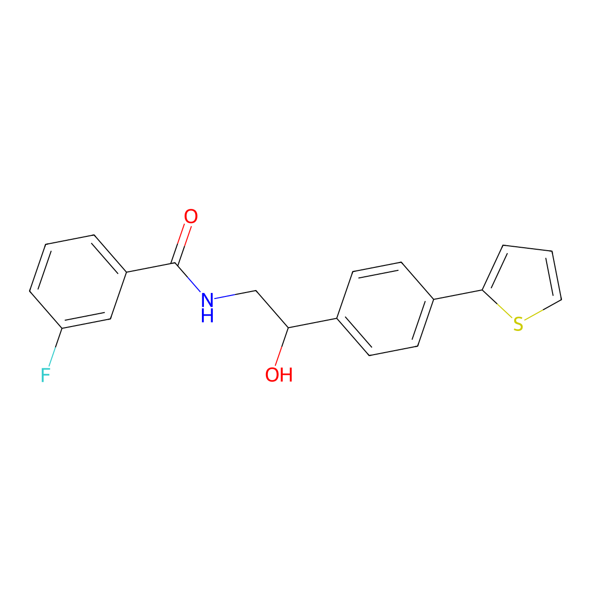 3-fluoro-N-{2-hydroxy-2-[4-(thiophen-2-yl)phenyl]ethyl}benzamide molecular structure, CAS 2380188-96-3