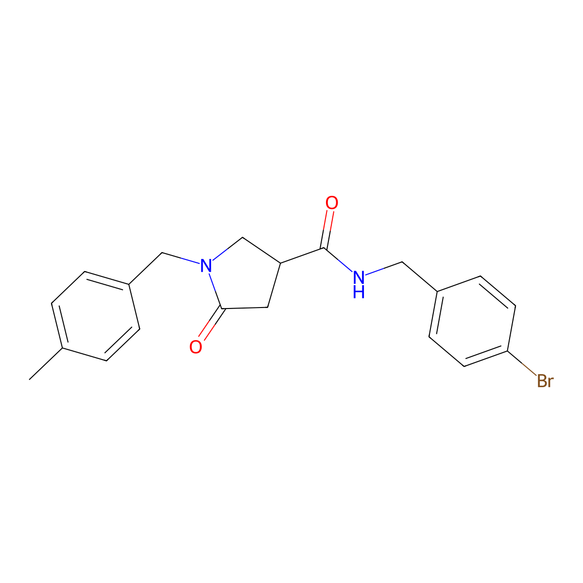 N-[(4-Bromophenyl)methyl]-1-[(4-methylphenyl)methyl]-5-oxopyrrolidine-3-carboxamide molecular structure, CAS 2380188-97-4
