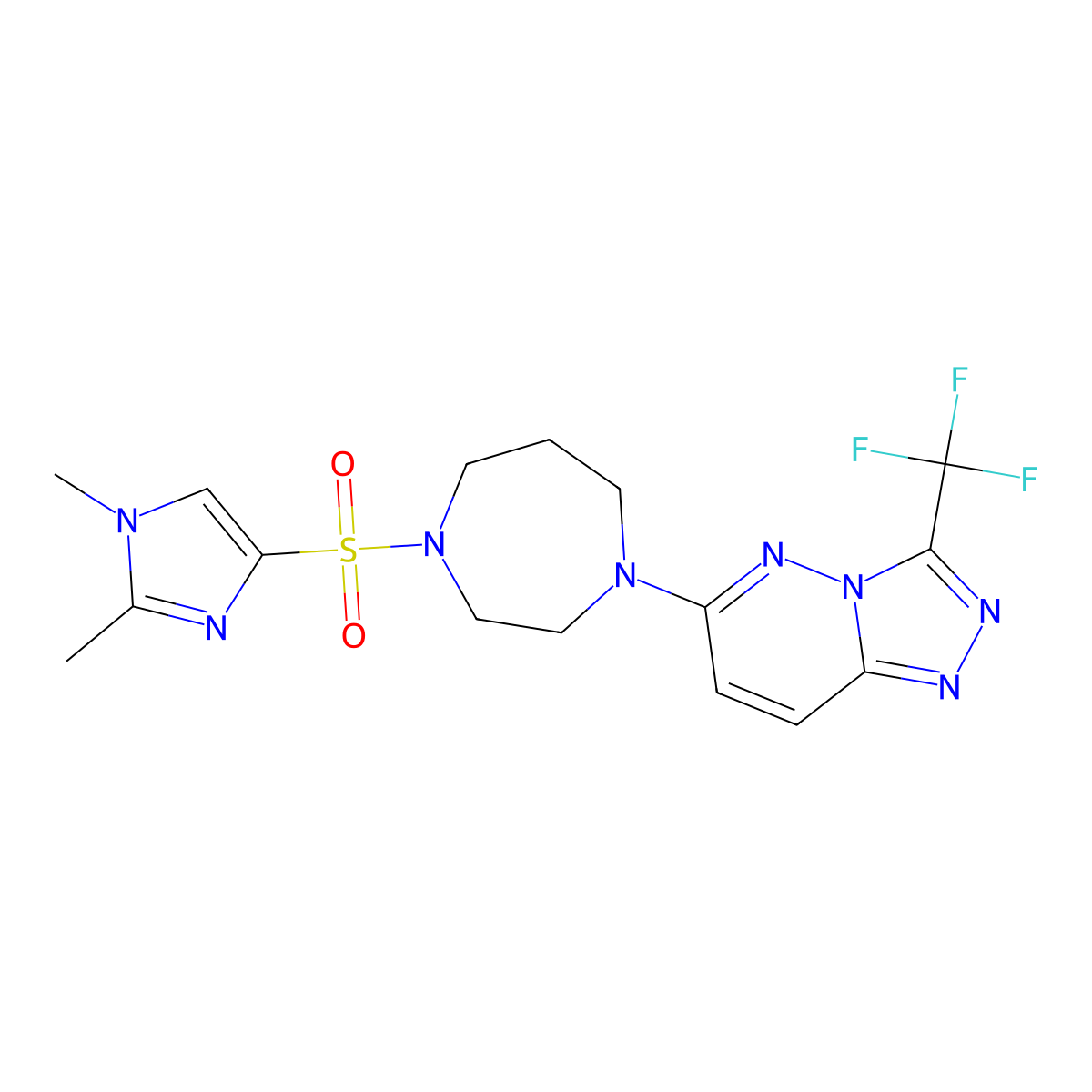 1-[(1,2-dimethyl-1H-imidazol-4-yl)sulfonyl]-4-[3-(trifluoromethyl)-[1,2,4]triazolo[4,3-b]pyridazin-6-yl]-1,4-diazepane molecular structure, CAS 2380189-04-6