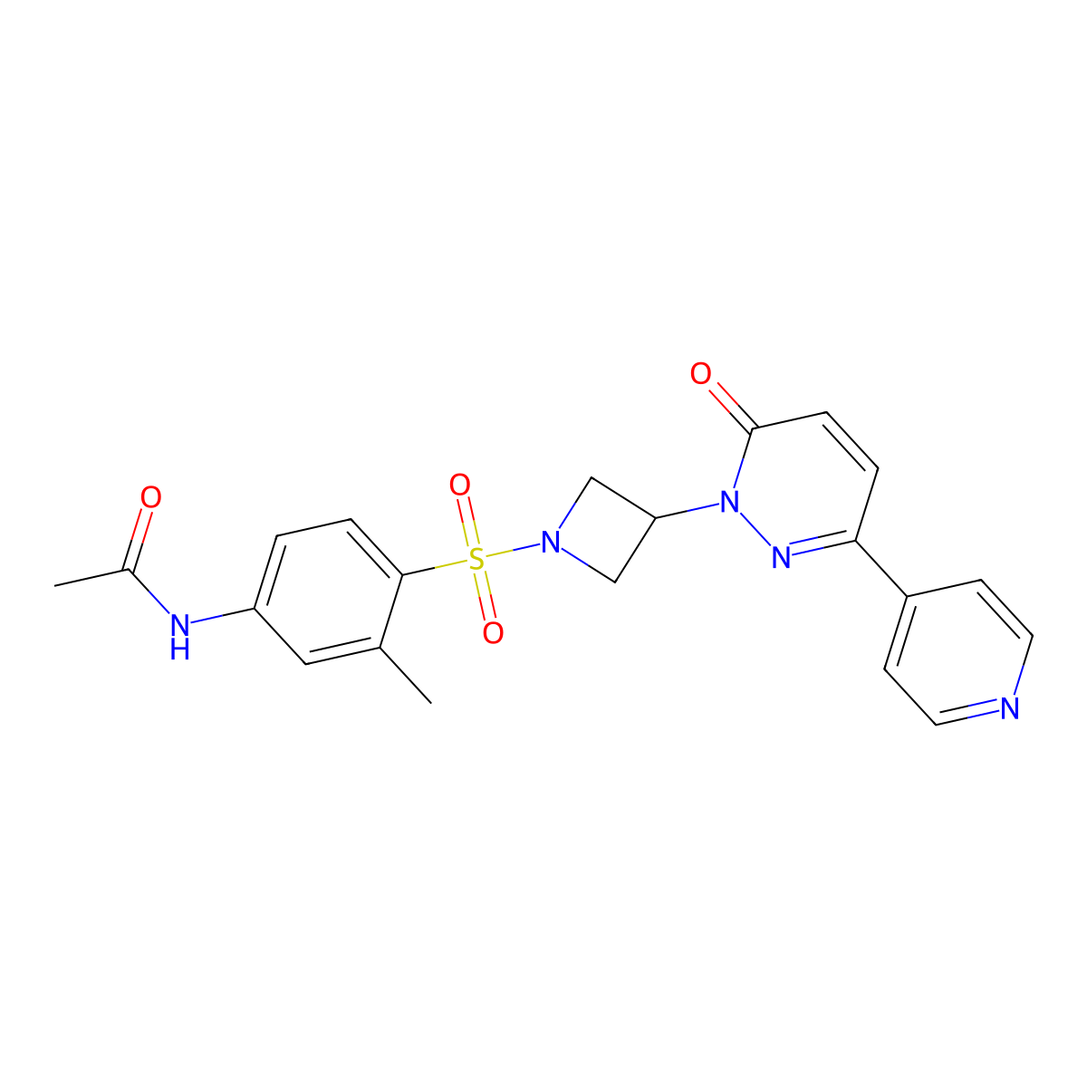 N-[3-methyl-4-({3-[6-oxo-3-(pyridin-4-yl)-1,6-dihydropyridazin-1-yl]azetidin-1-yl}sulfonyl)phenyl]acetamide molecular structure, CAS 2380189-05-7