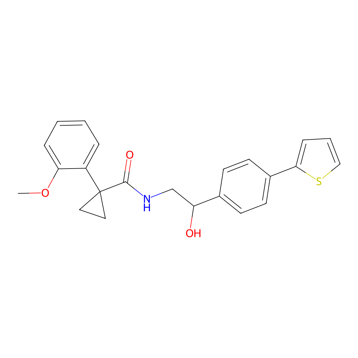 N-{2-hydroxy-2-[4-(thiophen-2-yl)phenyl]ethyl}-1-(2-methoxyphenyl)cyclopropane-1-carboxamide molecular structure, CAS 2380189-06-8