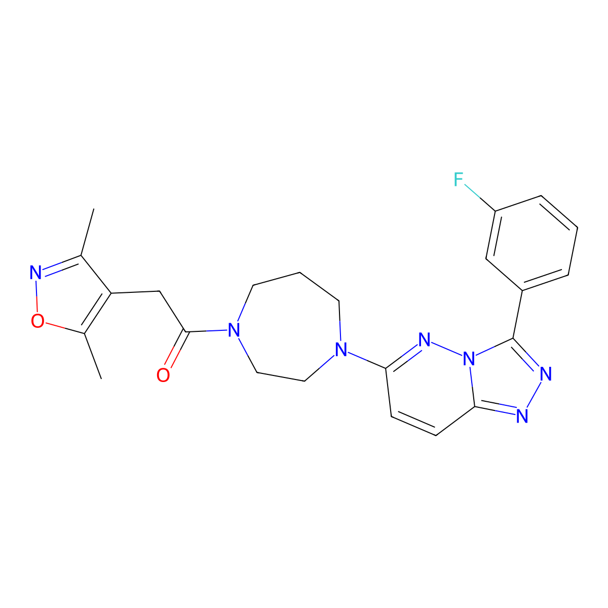 2-(3,5-Dimethyl-1,2-oxazol-4-yl)-1-{4-[3-(3-fluorophenyl)-[1,2,4]triazolo[4,3-b]pyridazin-6-yl]-1,4-diazepan-1-yl}ethan-1-one molecular structure, CAS 2380189-07-9