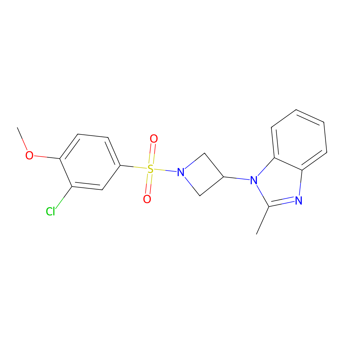 1-[1-(3-chloro-4-methoxybenzenesulfonyl)azetidin-3-yl]-2-methyl-1H-1,3-benzodiazole molecular structure, CAS 2380189-10-4