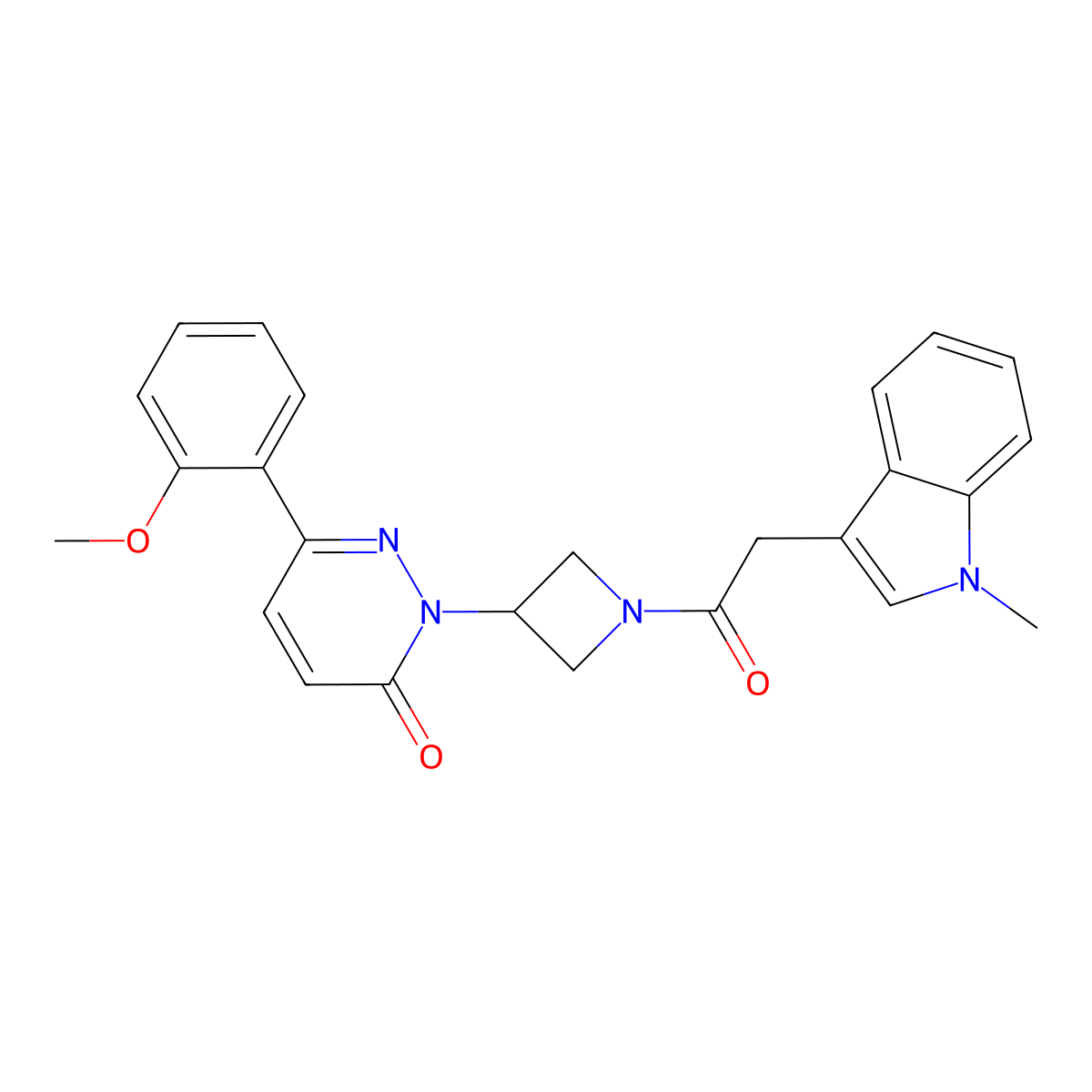 6-(2-methoxyphenyl)-2-{1-[2-(1-methyl-1H-indol-3-yl)acetyl]azetidin-3-yl}-2,3-dihydropyridazin-3-one molecular structure, CAS 2380189-11-5