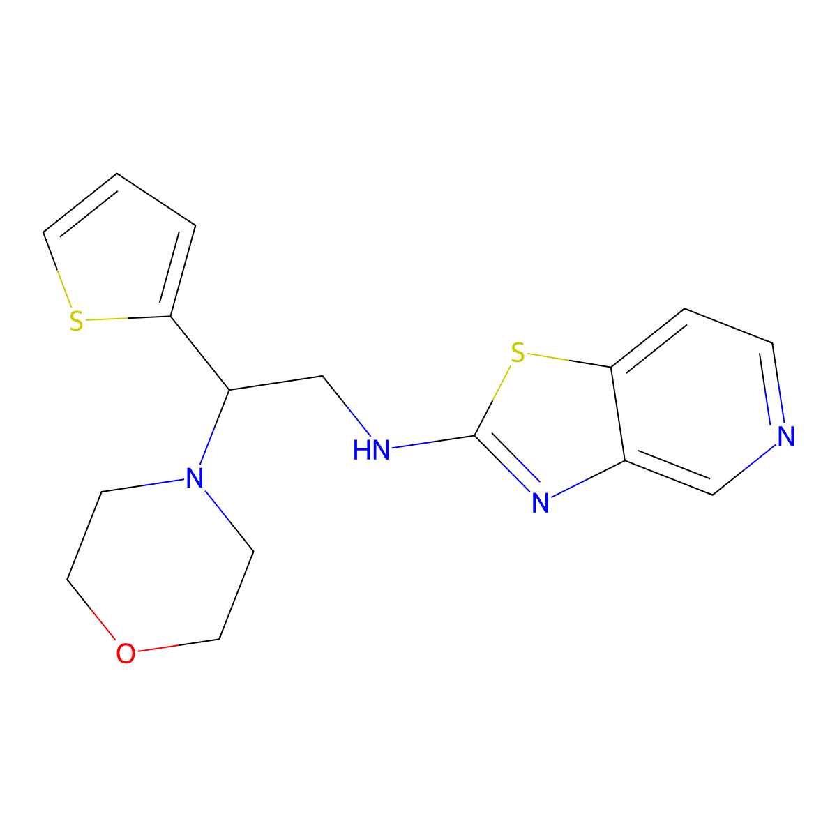 N-[2-(morpholin-4-yl)-2-(thiophen-2-yl)ethyl]-[1,3]thiazolo[4,5-c]pyridin-2-amine molecular structure, CAS 2380189-13-7