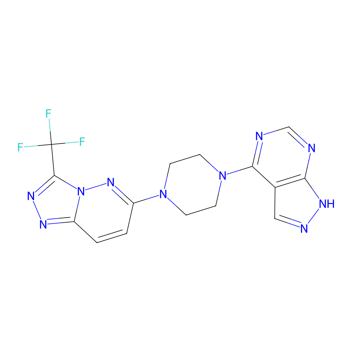 1-{1H-pyrazolo[3,4-d]pyrimidin-4-yl}-4-[3-(trifluoromethyl)-[1,2,4]triazolo[4,3-b]pyridazin-6-yl]piperazine molecular structure, CAS 2380189-14-8