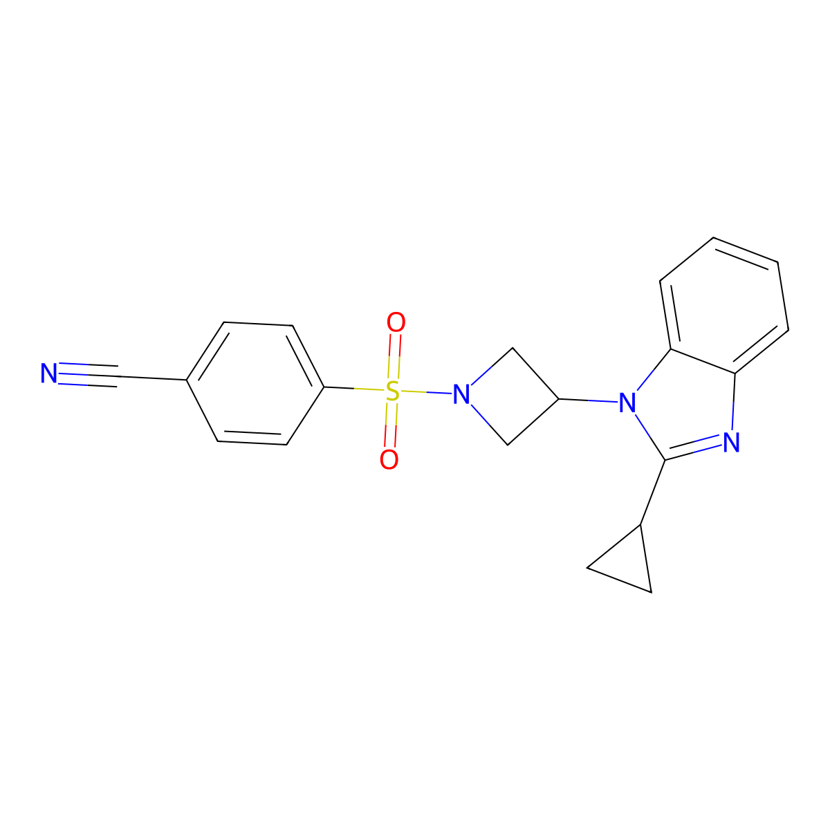 4-{[3-(2-cyclopropyl-1H-1,3-benzodiazol-1-yl)azetidin-1-yl]sulfonyl}benzonitrile molecular structure, CAS 2380189-16-0