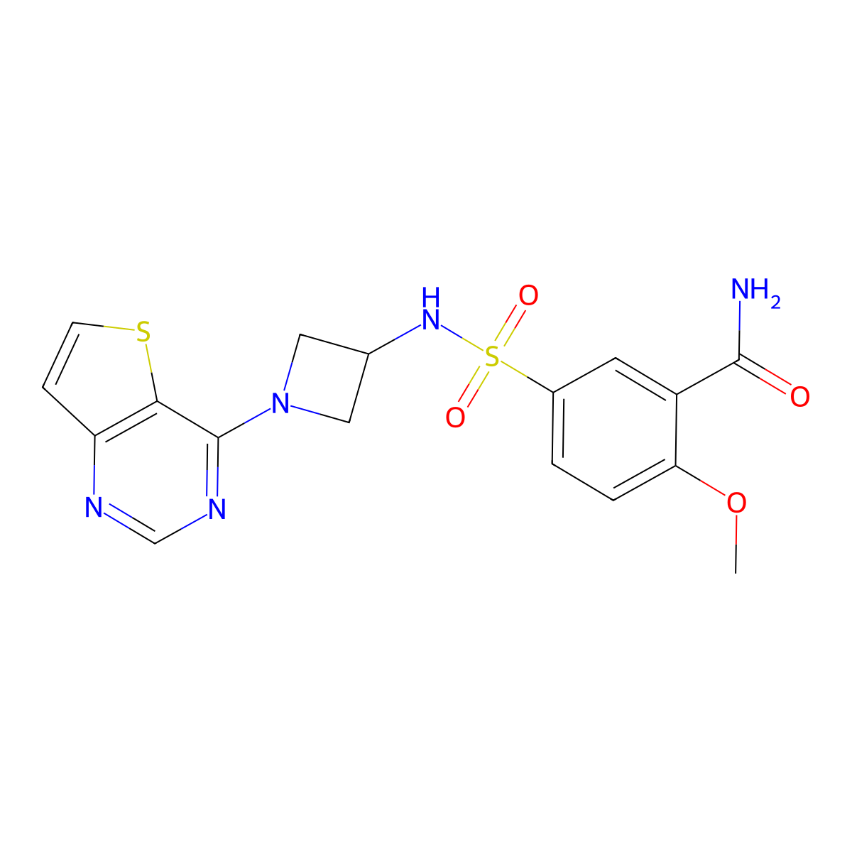 2-Methoxy-5-[(1-{thieno[3,2-d]pyrimidin-4-yl}azetidin-3-yl)sulfamoyl]benzamide molecular structure, CAS 2380189-17-1