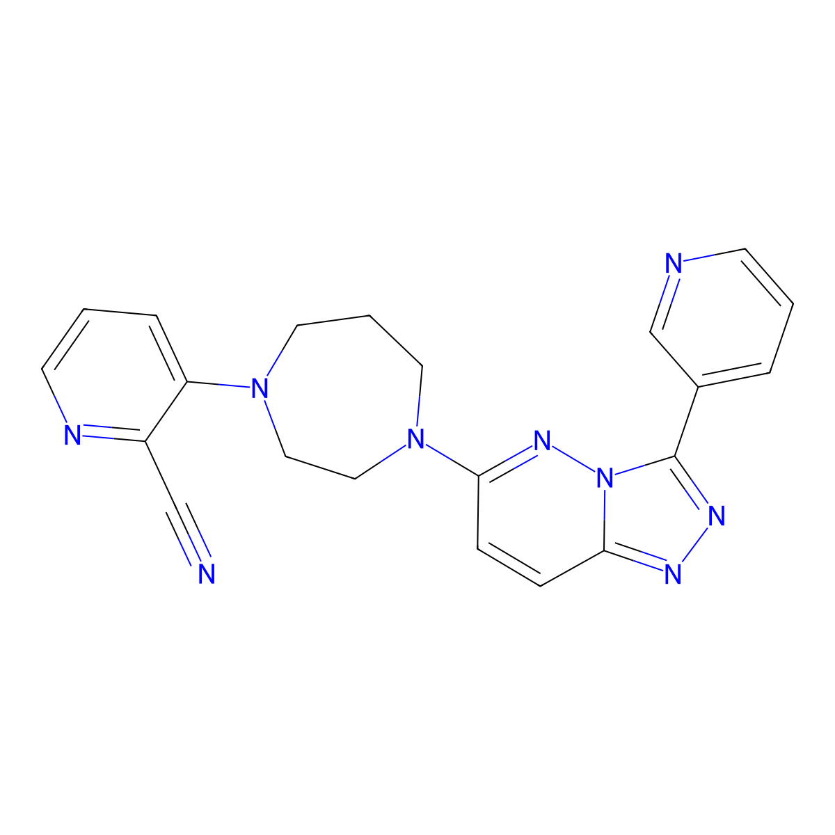 3-{4-[3-(Pyridin-3-yl)-[1,2,4]triazolo[4,3-b]pyridazin-6-yl]-1,4-diazepan-1-yl}pyridine-2-carbonitrile molecular structure, CAS 2380189-28-4