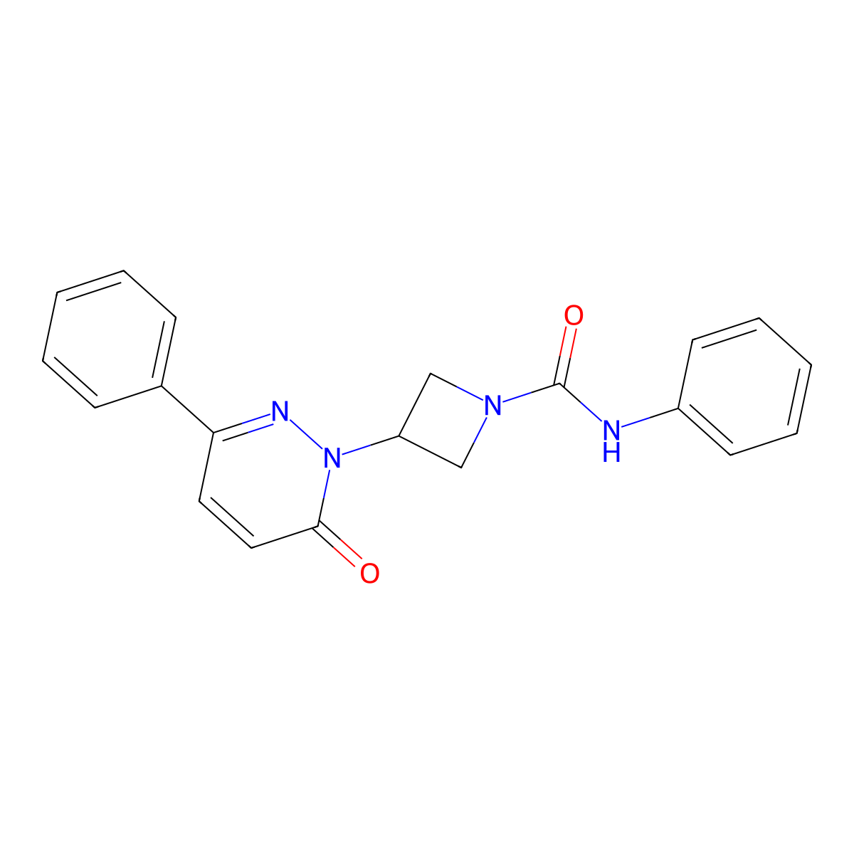 3-(6-oxo-3-phenyl-1,6-dihydropyridazin-1-yl)-N-phenylazetidine-1-carboxamide molecular structure, CAS 2380189-35-3