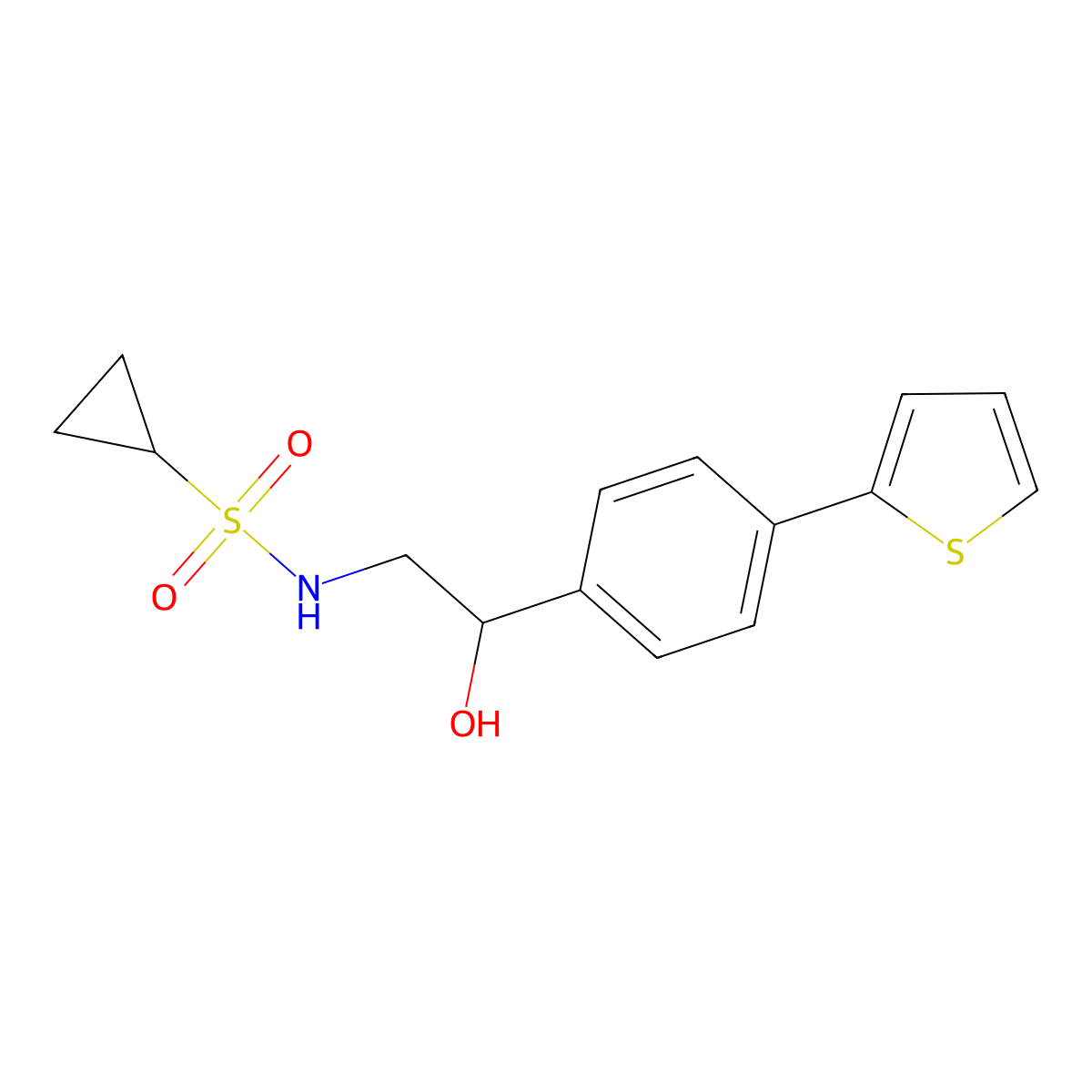 N-{2-hydroxy-2-[4-(thiophen-2-yl)phenyl]ethyl}cyclopropanesulfonamide molecular structure, CAS 2380189-42-2