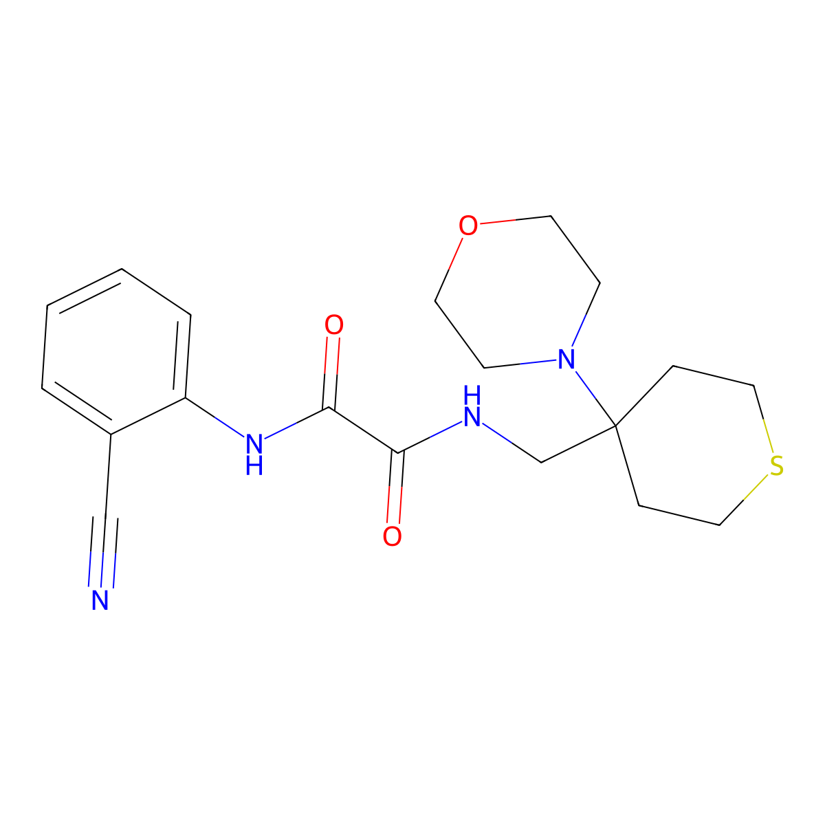 N'-(2-cyanophenyl)-N-{[4-(morpholin-4-yl)thian-4-yl]methyl}ethanediamide molecular structure, CAS 2380189-46-6