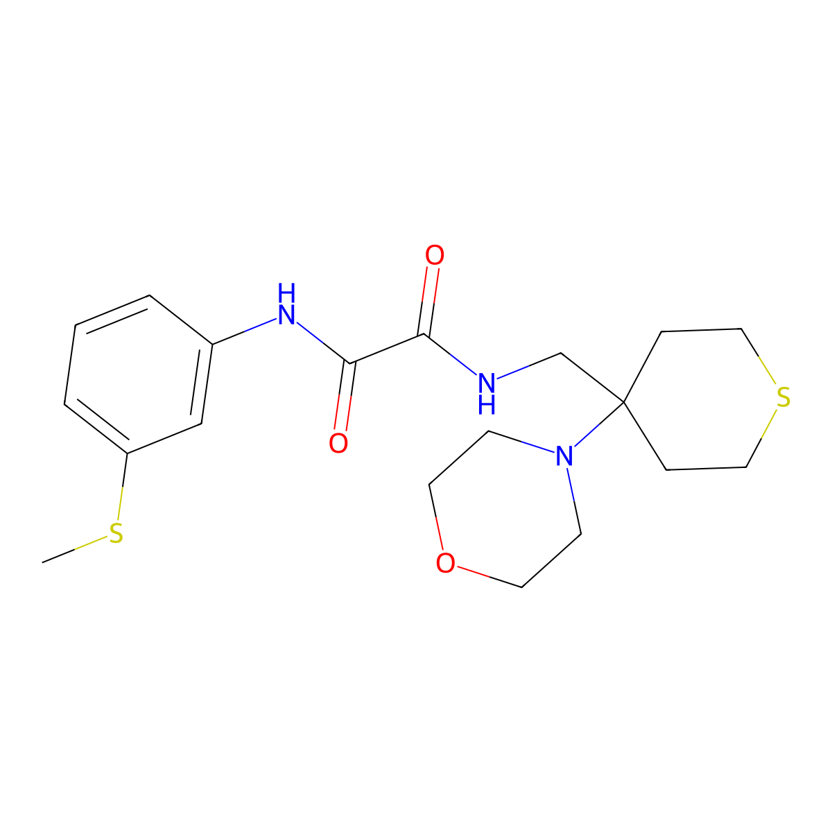 N'-[3-(methylsulfanyl)phenyl]-N-{[4-(morpholin-4-yl)thian-4-yl]methyl}ethanediamide molecular structure, CAS 2380189-52-4