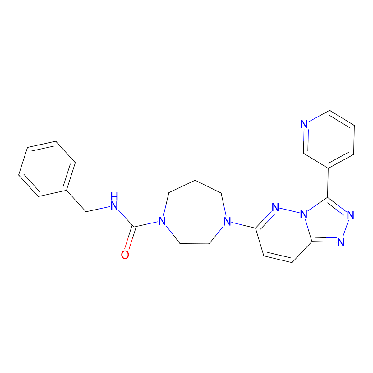 N-benzyl-4-[3-(pyridin-3-yl)-[1,2,4]triazolo[4,3-b]pyridazin-6-yl]-1,4-diazepane-1-carboxamide molecular structure, CAS 2380189-54-6