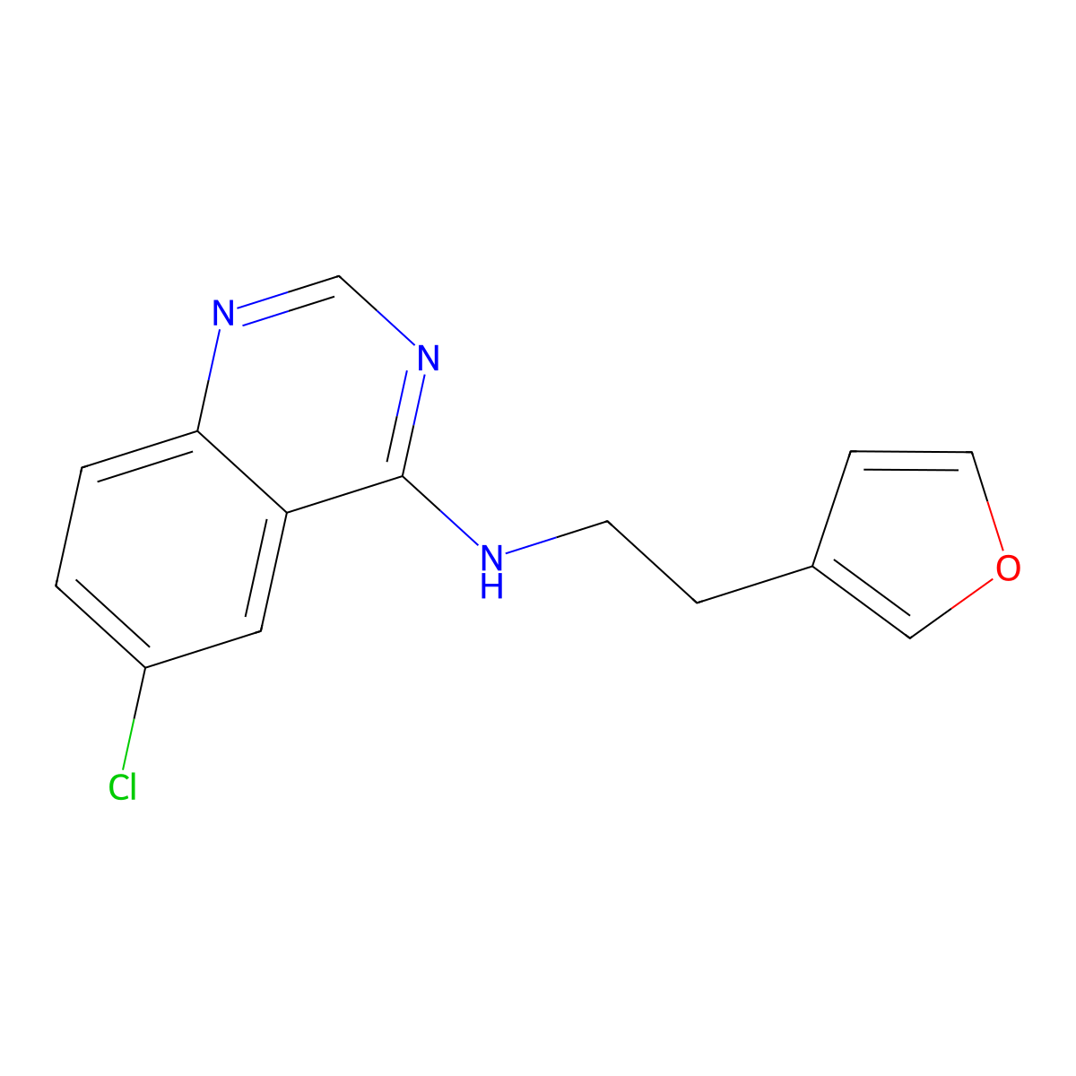 6-Chloro-N-[2-(furan-3-yl)ethyl]quinazolin-4-amine molecular structure, CAS 2380189-55-7