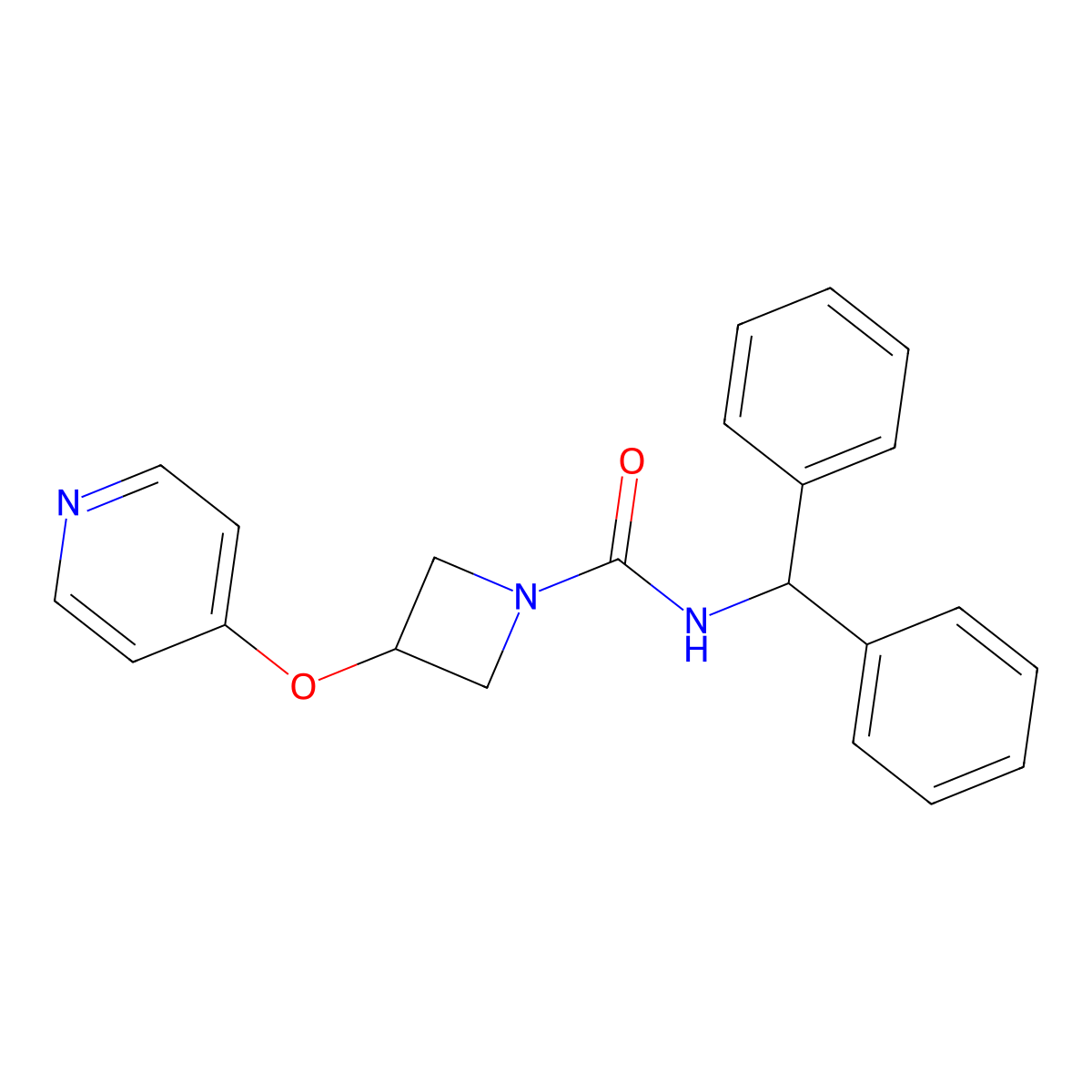 N-Benzhydryl-3-pyridin-4-yloxyazetidine-1-carboxamide molecular structure, CAS 2380189-57-9