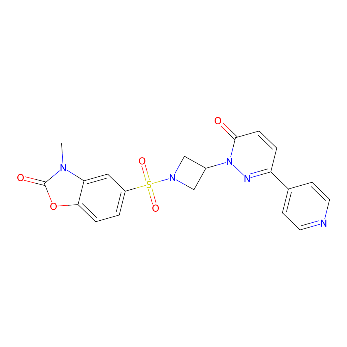 3-Methyl-5-({3-[6-oxo-3-(pyridin-4-yl)-1,6-dihydropyridazin-1-yl]azetidin-1-yl}sulfonyl)-2,3-dihydro-1,3-benzoxazol-2-one molecular structure, CAS 2380189-60-4