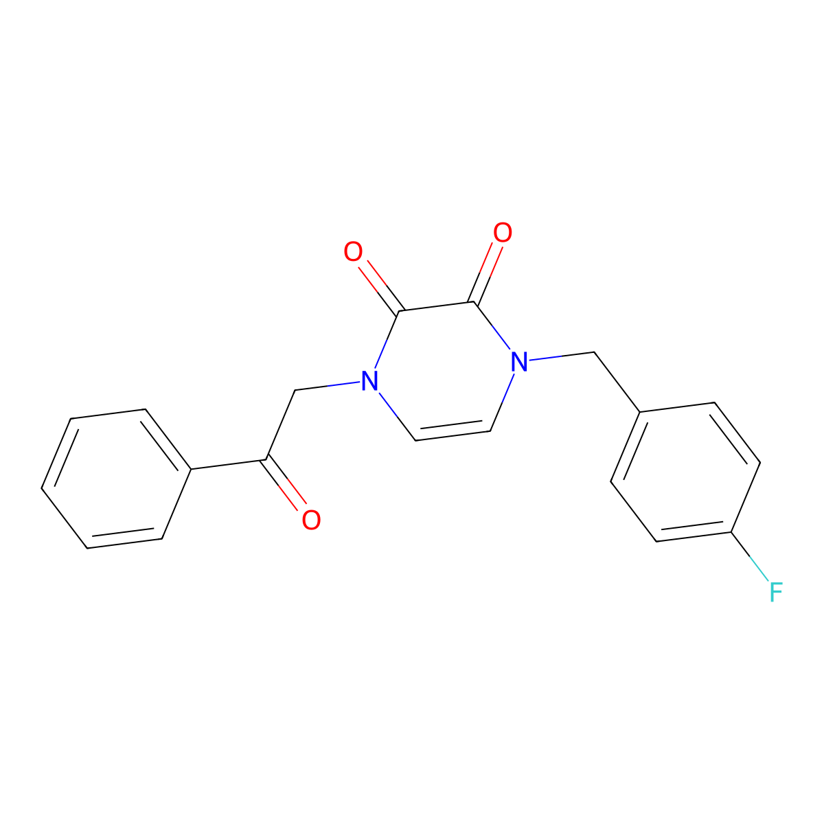 1-[(4-Fluorophenyl)methyl]-4-phenacylpyrazine-2,3-dione molecular structure, CAS 2380189-61-5