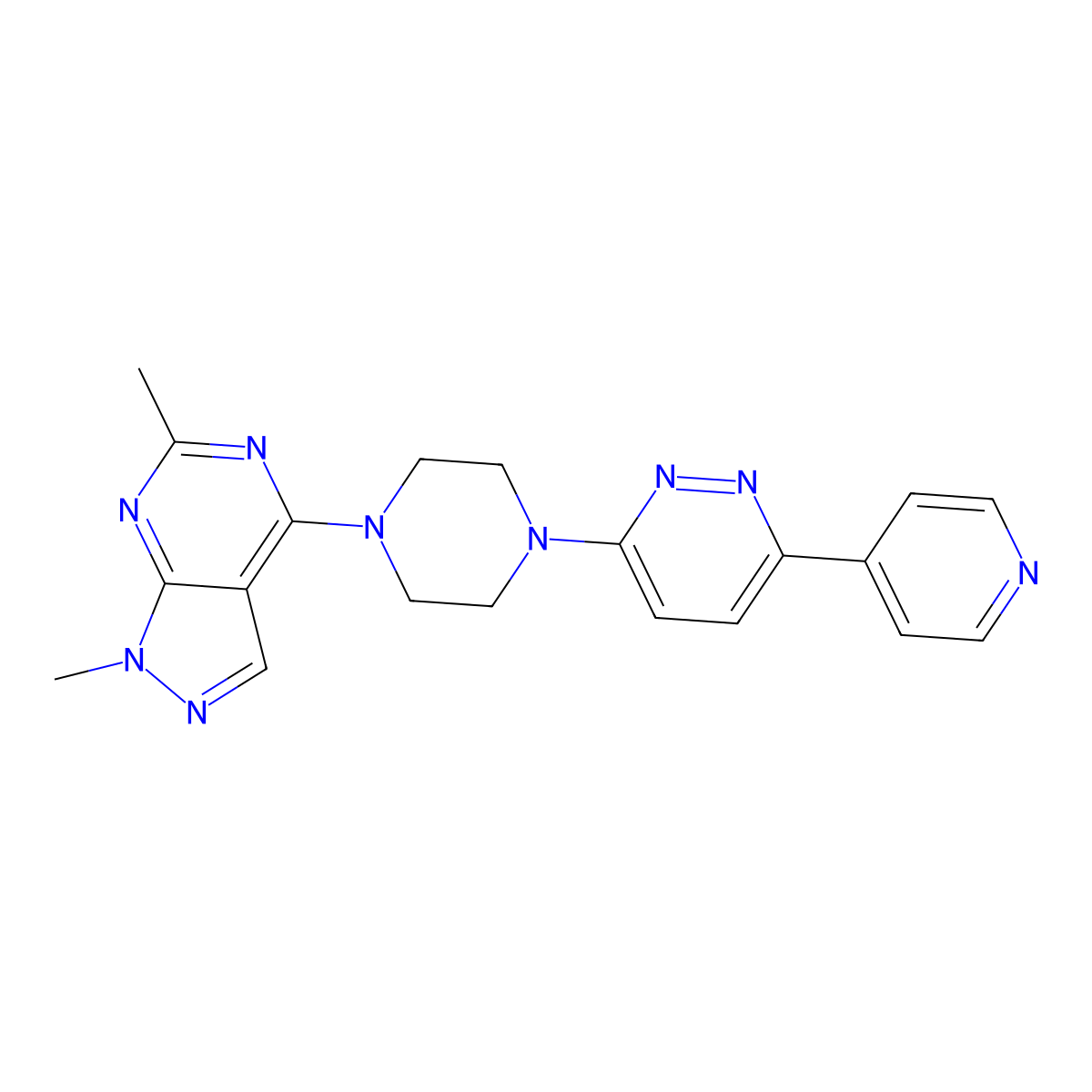 3-(4-{1,6-dimethyl-1H-pyrazolo[3,4-d]pyrimidin-4-yl}piperazin-1-yl)-6-(pyridin-4-yl)pyridazine molecular structure, CAS 2380189-62-6