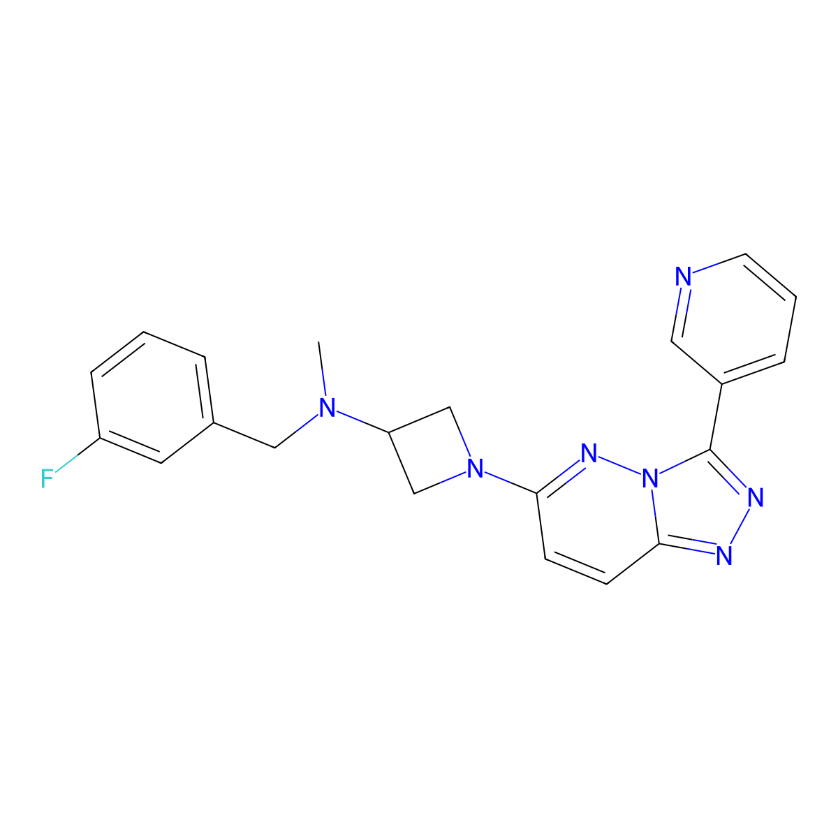 N-[(3-fluorophenyl)methyl]-N-methyl-1-[3-(pyridin-3-yl)-[1,2,4]triazolo[4,3-b]pyridazin-6-yl]azetidin-3-amine molecular structure, CAS 2380189-66-0