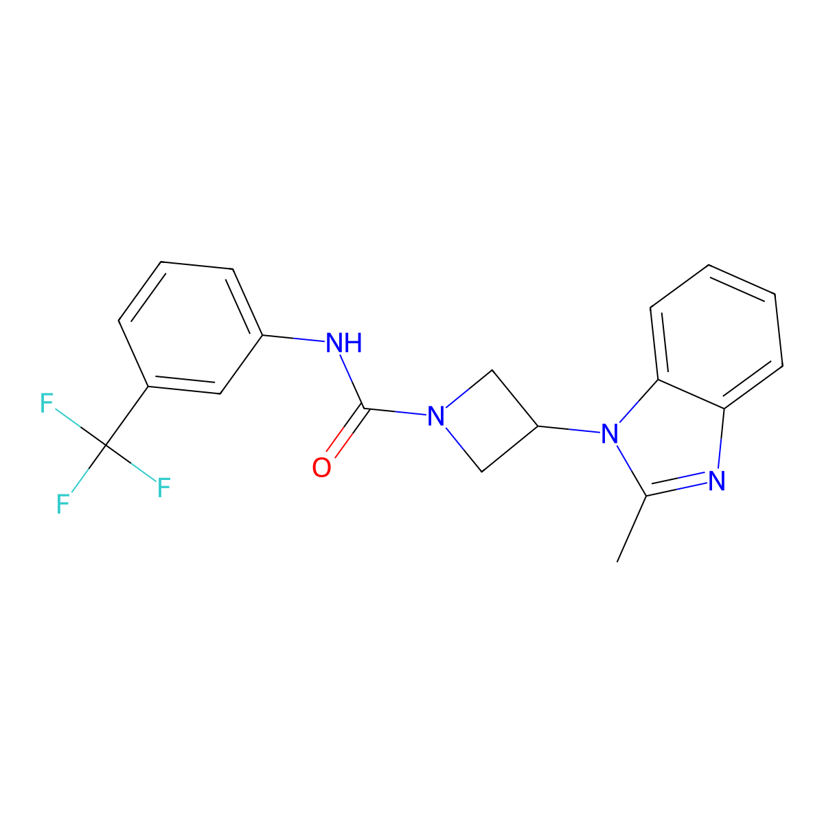 3-(2-methyl-1H-1,3-benzodiazol-1-yl)-N-[3-(trifluoromethyl)phenyl]azetidine-1-carboxamide molecular structure, CAS 2380189-67-1