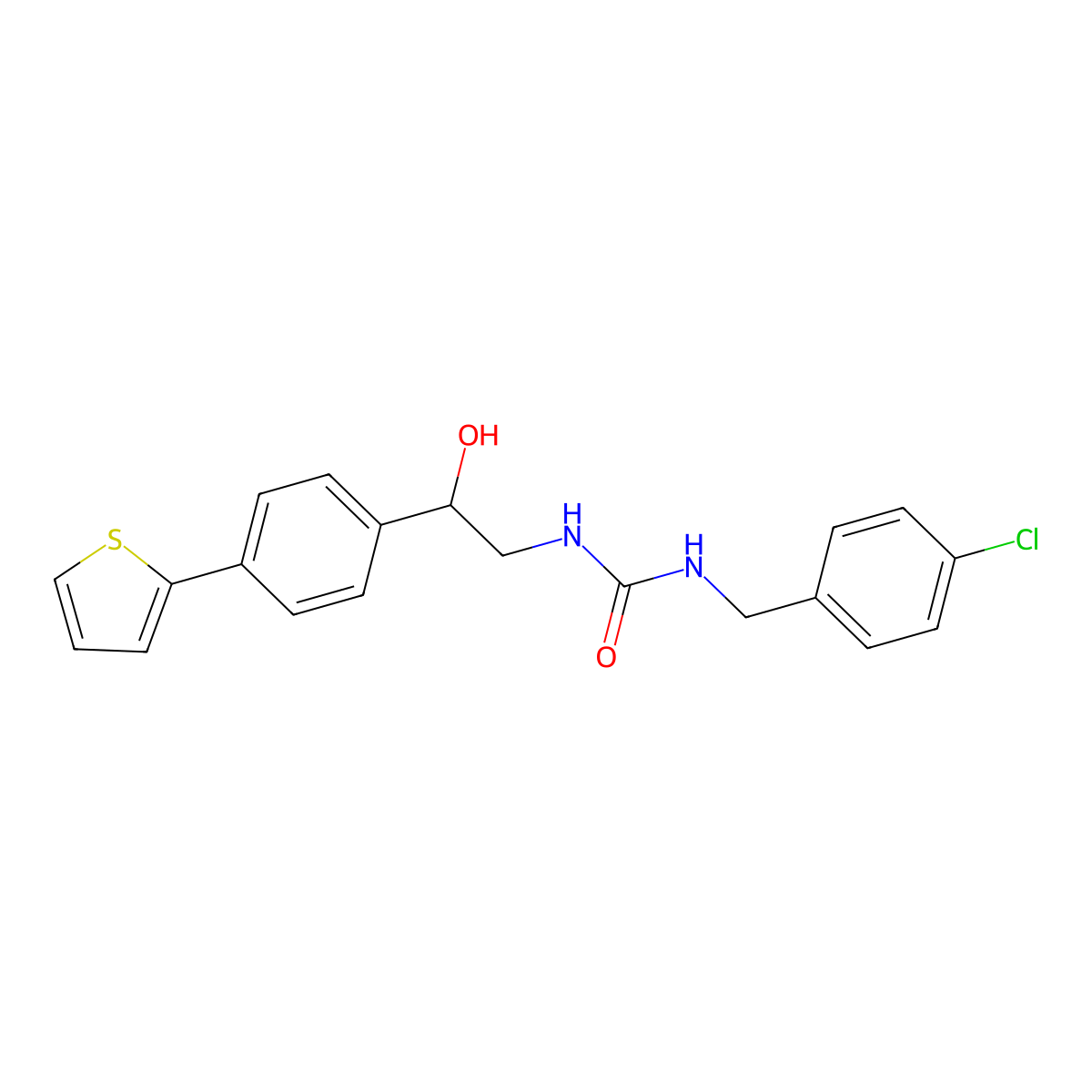 1-[(4-Chlorophenyl)methyl]-3-{2-hydroxy-2-[4-(thiophen-2-yl)phenyl]ethyl}urea molecular structure, CAS 2380189-70-6