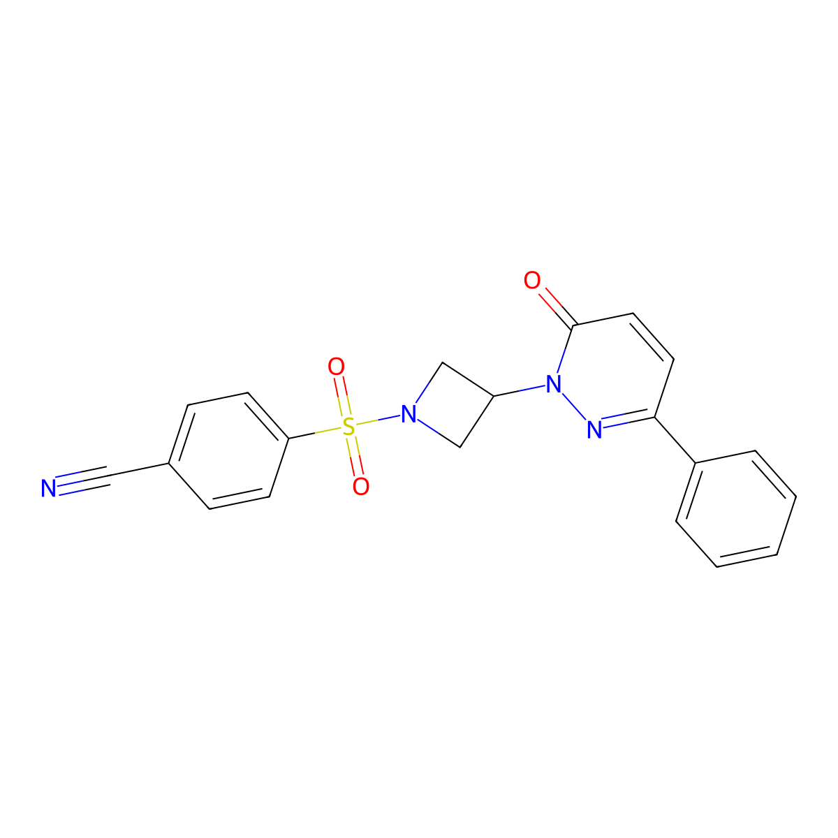 4-{[3-(6-Oxo-3-phenyl-1,6-dihydropyridazin-1-yl)azetidin-1-yl]sulfonyl}benzonitrile molecular structure, CAS 2380189-73-9