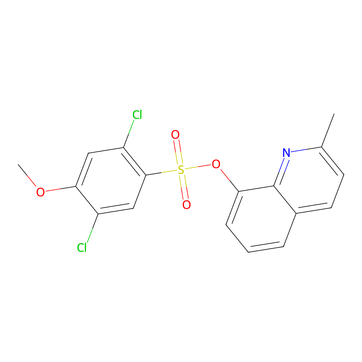 2-Methyl-8-quinolinyl 2,5-dichloro-4-methoxybenzenesulfonate molecular structure, CAS 2380189-74-0
