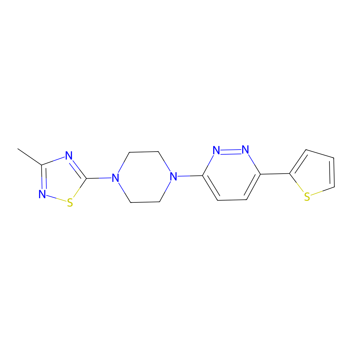 3-[4-(3-Methyl-1,2,4-thiadiazol-5-yl)piperazin-1-yl]-6-(thiophen-2-yl)pyridazine molecular structure, CAS 2380189-78-4