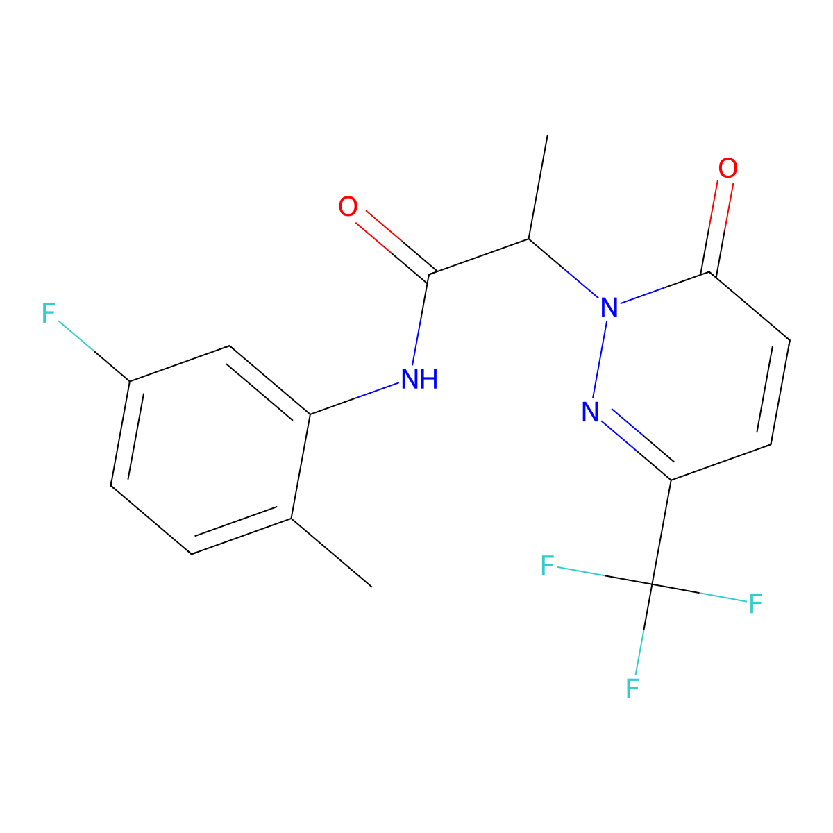 N-(5-fluoro-2-methylphenyl)-2-[6-oxo-3-(trifluoromethyl)-1,6-dihydropyridazin-1-yl]propanamide molecular structure, CAS 2380189-79-5