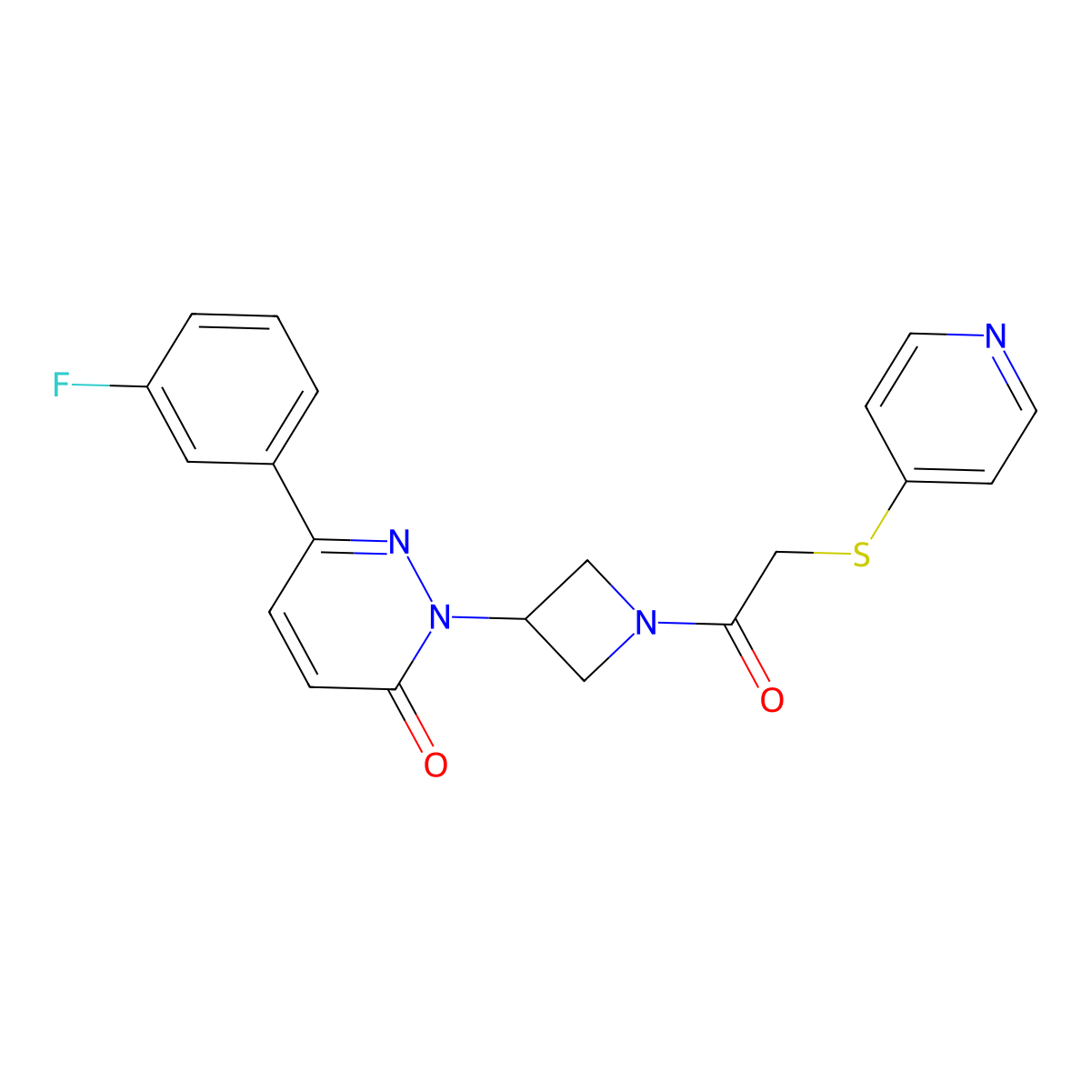 6-(3-Fluorophenyl)-2-{1-[2-(pyridin-4-ylsulfanyl)acetyl]azetidin-3-yl}-2,3-dihydropyridazin-3-one molecular structure, CAS 2380189-82-0