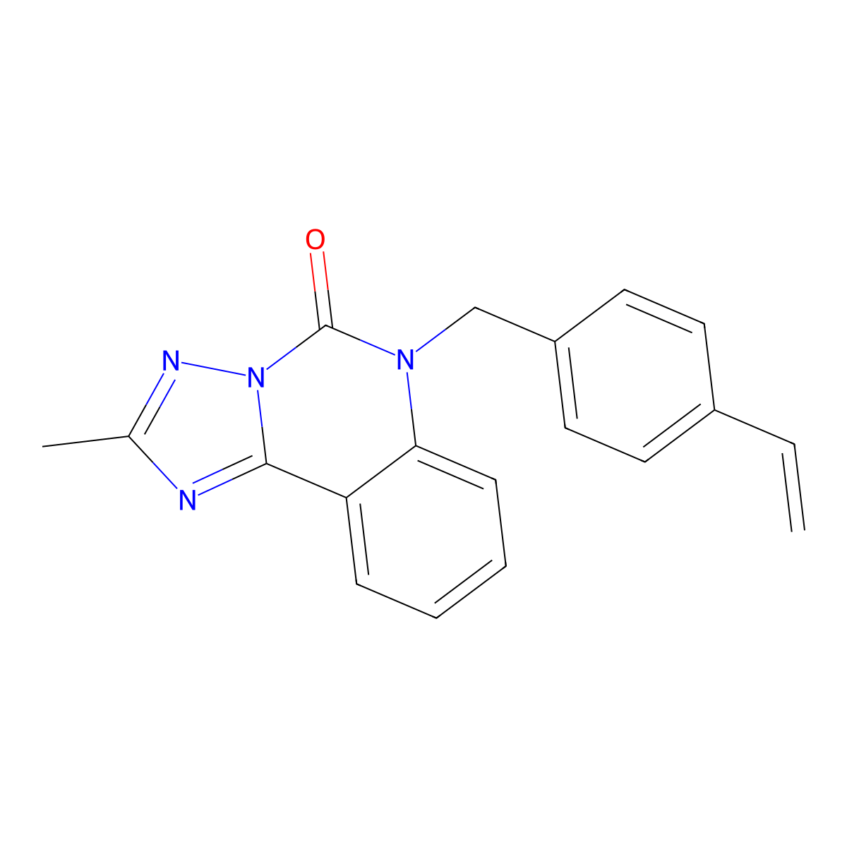 6-[(4-Ethenylphenyl)methyl]-2-methyl-[1,2,4]triazolo[1,5-c]quinazolin-5-one molecular structure, CAS 2380189-83-1