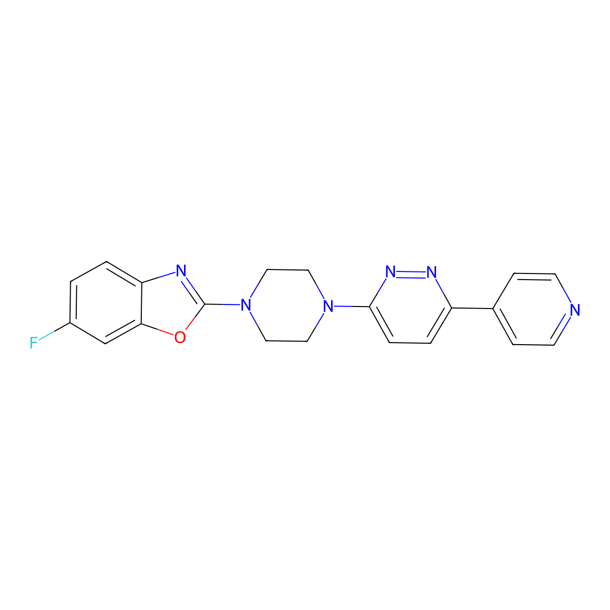 6-Fluoro-2-{4-[6-(pyridin-4-yl)pyridazin-3-yl]piperazin-1-yl}-1,3-benzoxazole molecular structure, CAS 2380189-88-6