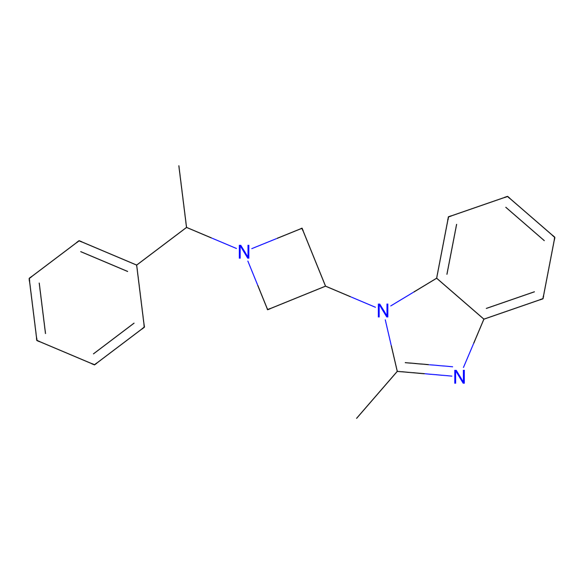 2-methyl-1-[1-(1-phenylethyl)azetidin-3-yl]-1H-1,3-benzodiazole molecular structure, CAS 2380189-90-0