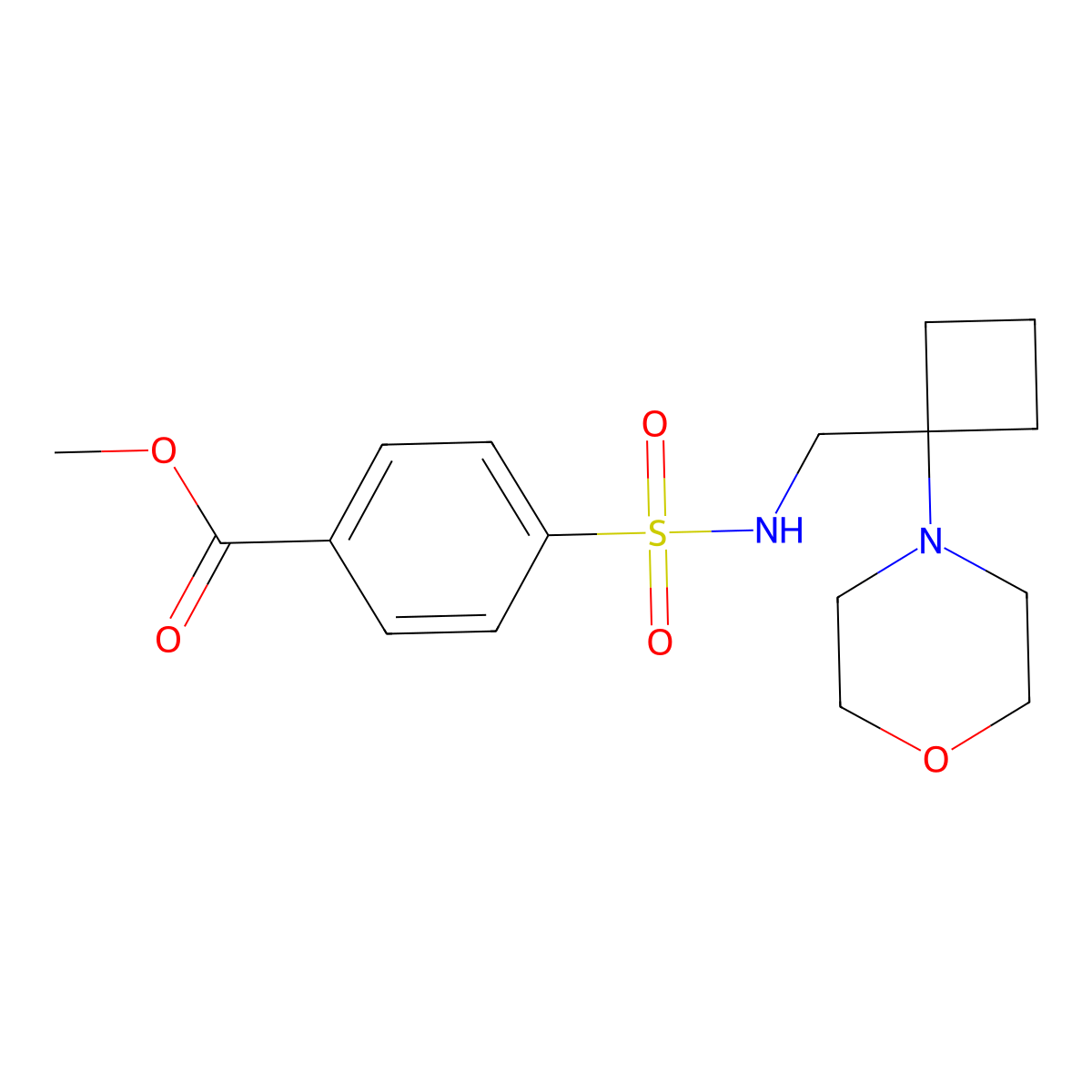 Methyl 4-({[1-(morpholin-4-yl)cyclobutyl]methyl}sulfamoyl)benzoate molecular structure, CAS 2380189-91-1