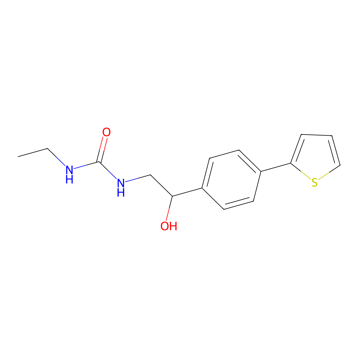 3-Ethyl-1-{2-hydroxy-2-[4-(thiophen-2-yl)phenyl]ethyl}urea molecular structure, CAS 2380189-94-4