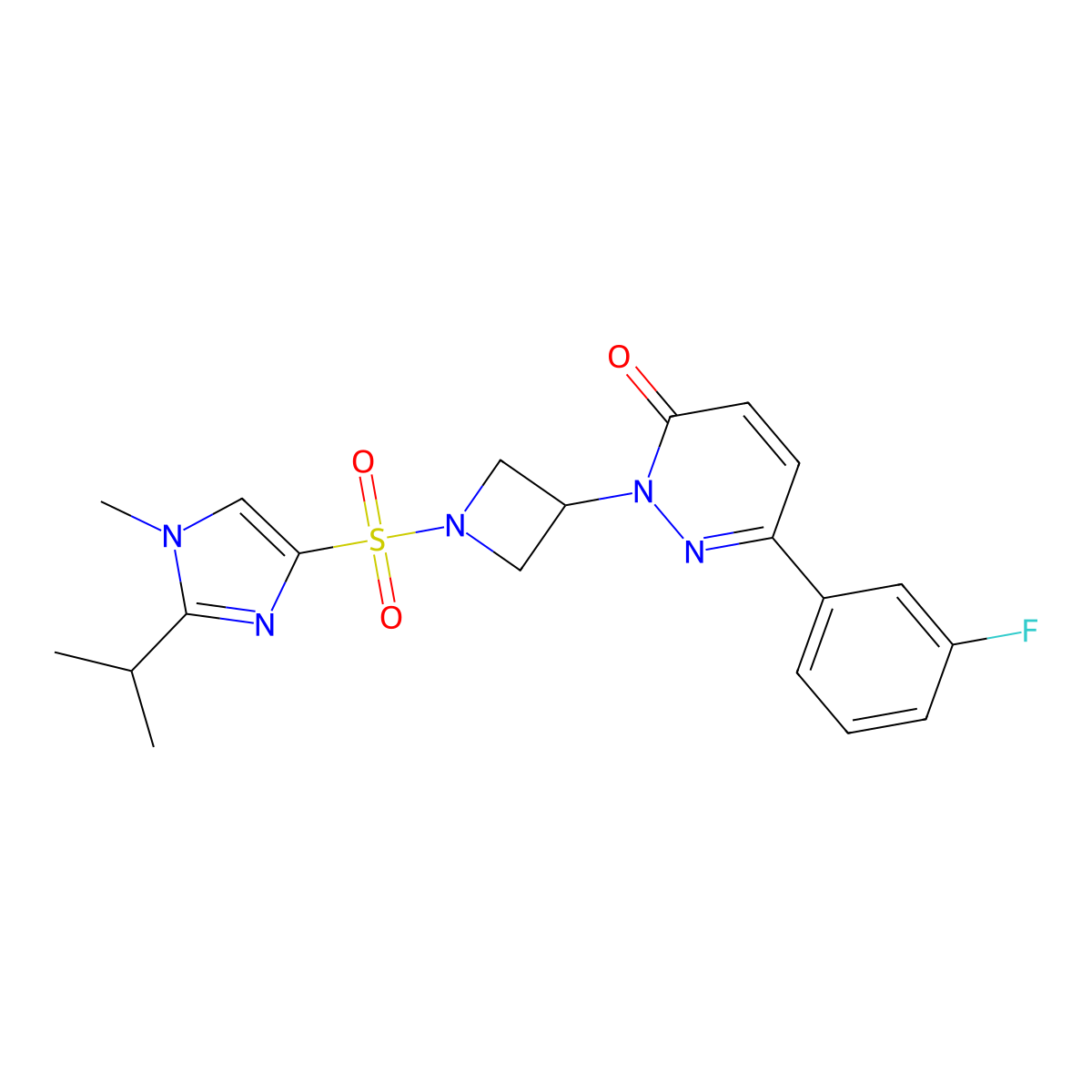 6-(3-fluorophenyl)-2-(1-{[1-methyl-2-(propan-2-yl)-1H-imidazol-4-yl]sulfonyl}azetidin-3-yl)-2,3-dihydropyridazin-3-one molecular structure, CAS 2380189-96-6