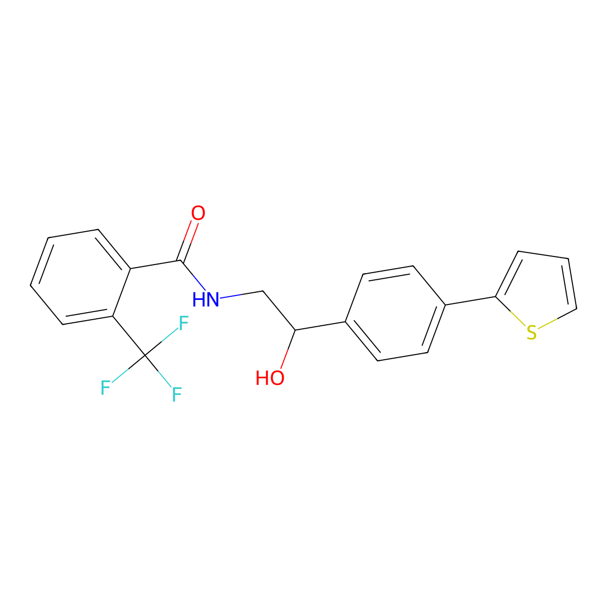 N-{2-hydroxy-2-[4-(thiophen-2-yl)phenyl]ethyl}-2-(trifluoromethyl)benzamide molecular structure, CAS 2380189-99-9