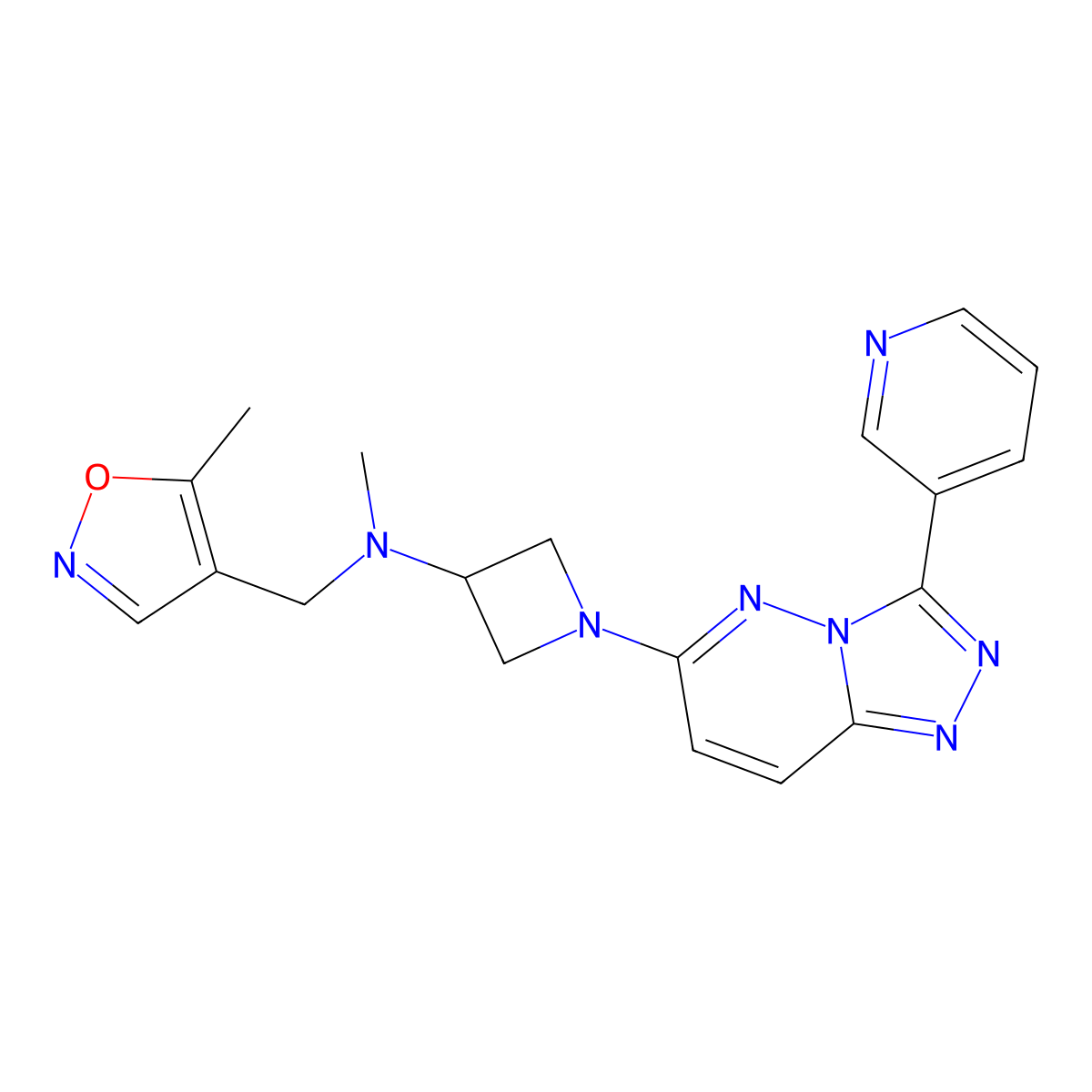N-methyl-N-[(5-methyl-1,2-oxazol-4-yl)methyl]-1-[3-(pyridin-3-yl)-[1,2,4]triazolo[4,3-b]pyridazin-6-yl]azetidin-3-amine molecular structure, CAS 2380190-02-1