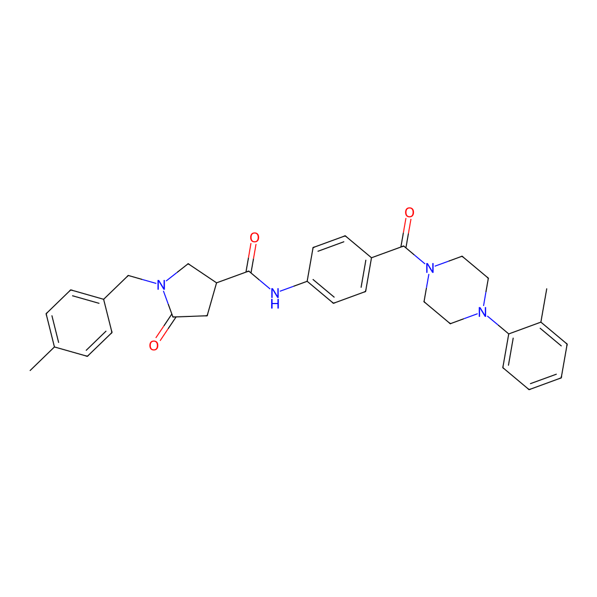 1-[(4-methylphenyl)methyl]-N-{4-[4-(2-methylphenyl)piperazine-1-carbonyl]phenyl}-5-oxopyrrolidine-3-carboxamide molecular structure, CAS 2380190-04-3