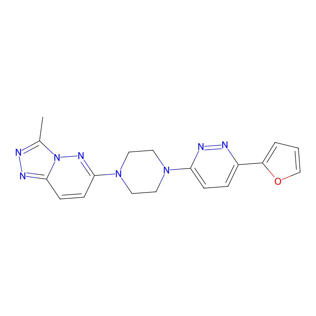 3-(Furan-2-yl)-6-(4-{3-methyl-[1,2,4]triazolo[4,3-b]pyridazin-6-yl}piperazin-1-yl)pyridazine molecular structure, CAS 2380190-05-4