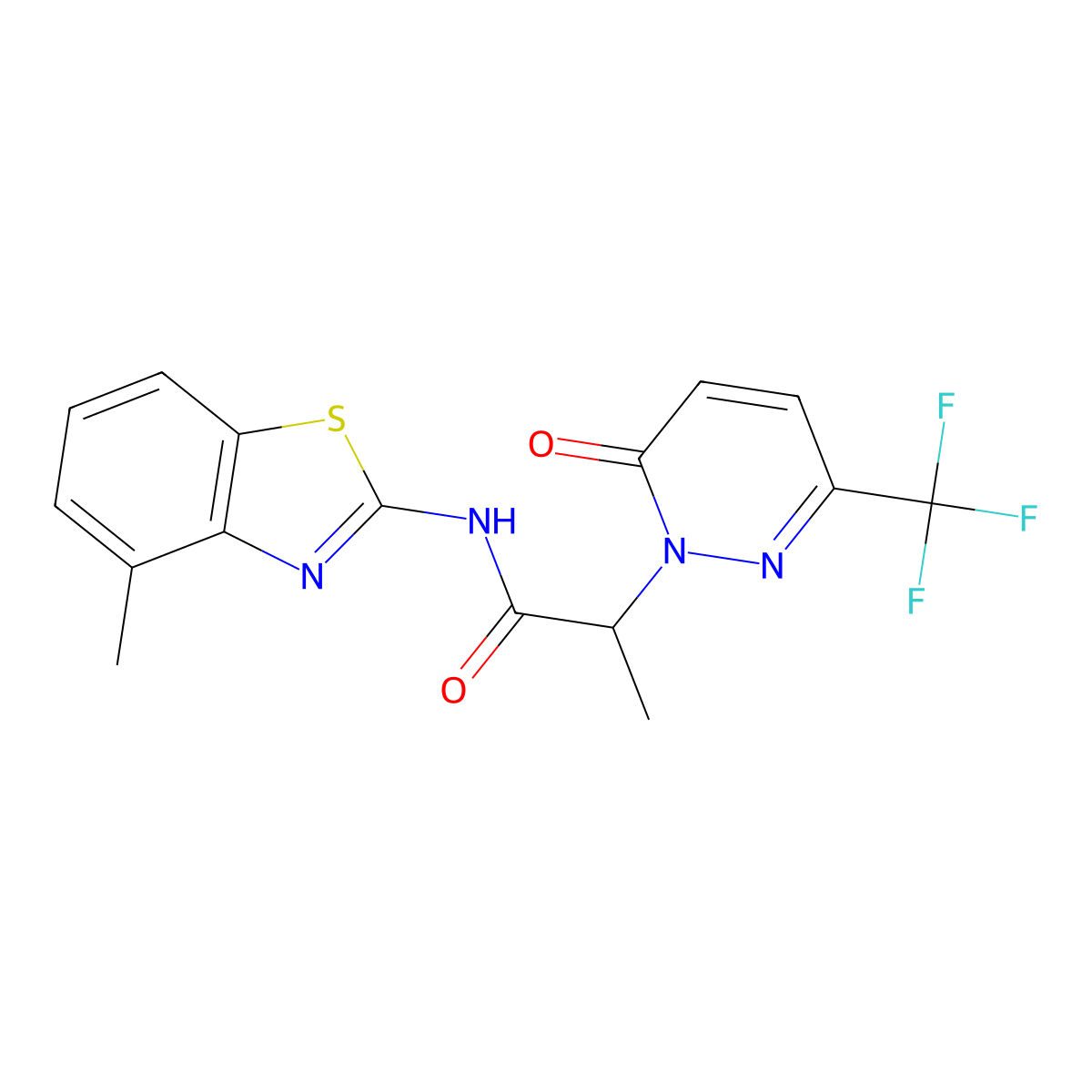N-(4-methyl-1,3-benzothiazol-2-yl)-2-[6-oxo-3-(trifluoromethyl)-1,6-dihydropyridazin-1-yl]propanamide molecular structure, CAS 2380190-07-6