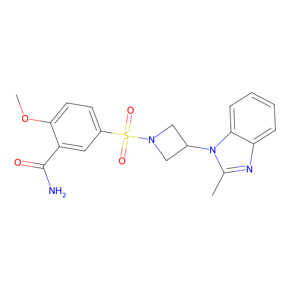 2-methoxy-5-{[3-(2-methyl-1H-1,3-benzodiazol-1-yl)azetidin-1-yl]sulfonyl}benzamide molecular structure, CAS 2380190-10-1
