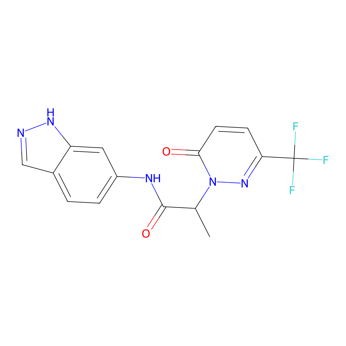 N-(1H-indazol-6-yl)-2-[6-oxo-3-(trifluoromethyl)-1,6-dihydropyridazin-1-yl]propanamide molecular structure, CAS 2380190-12-3