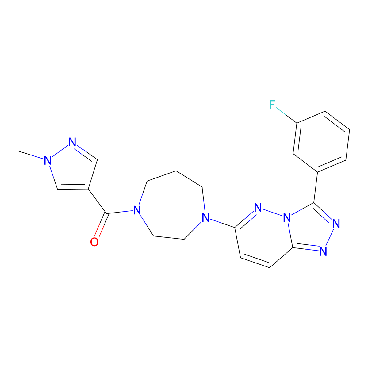 1-[3-(3-fluorophenyl)-[1,2,4]triazolo[4,3-b]pyridazin-6-yl]-4-(1-methyl-1H-pyrazole-4-carbonyl)-1,4-diazepane molecular structure, CAS 2380190-13-4