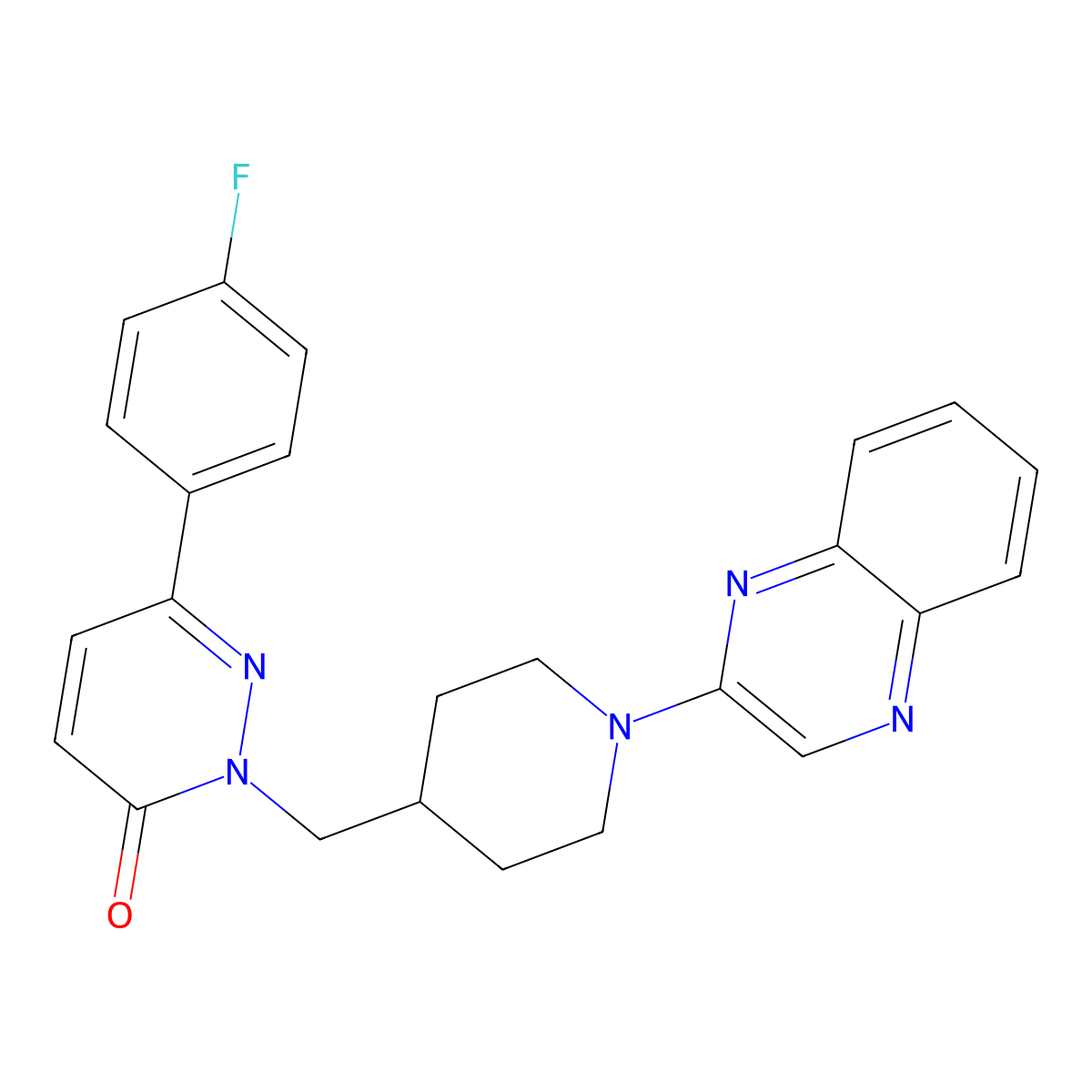 6-(4-Fluorophenyl)-2-{[1-(quinoxalin-2-yl)piperidin-4-yl]methyl}-2,3-dihydropyridazin-3-one molecular structure, CAS 2380190-14-5