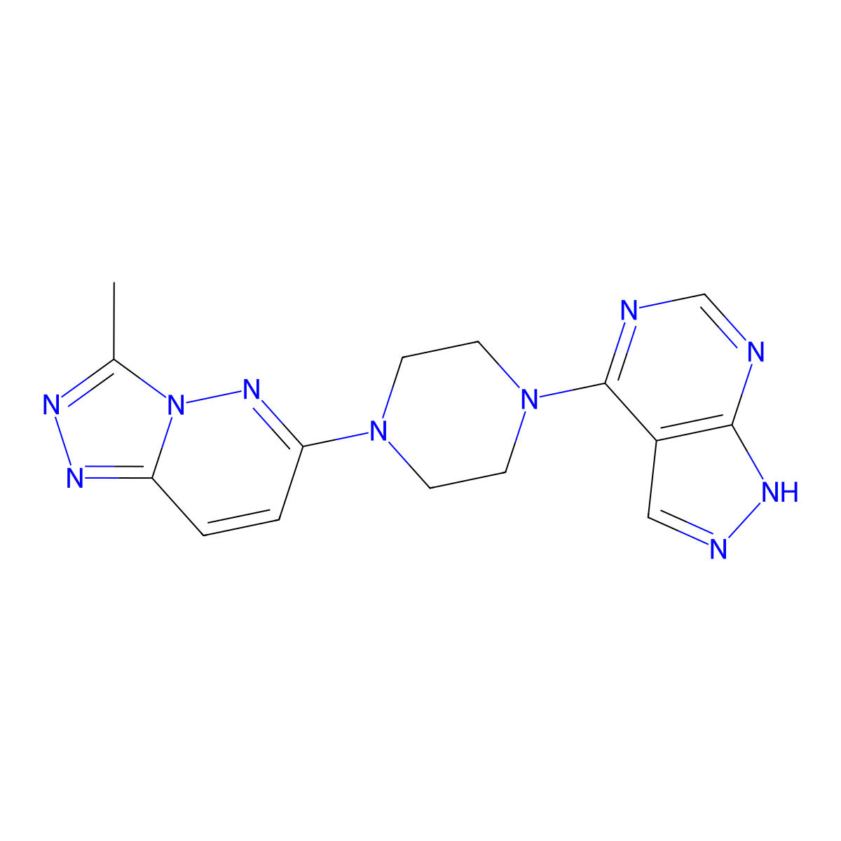 1-{3-methyl-[1,2,4]triazolo[4,3-b]pyridazin-6-yl}-4-{1H-pyrazolo[3,4-d]pyrimidin-4-yl}piperazine molecular structure, CAS 2380190-15-6