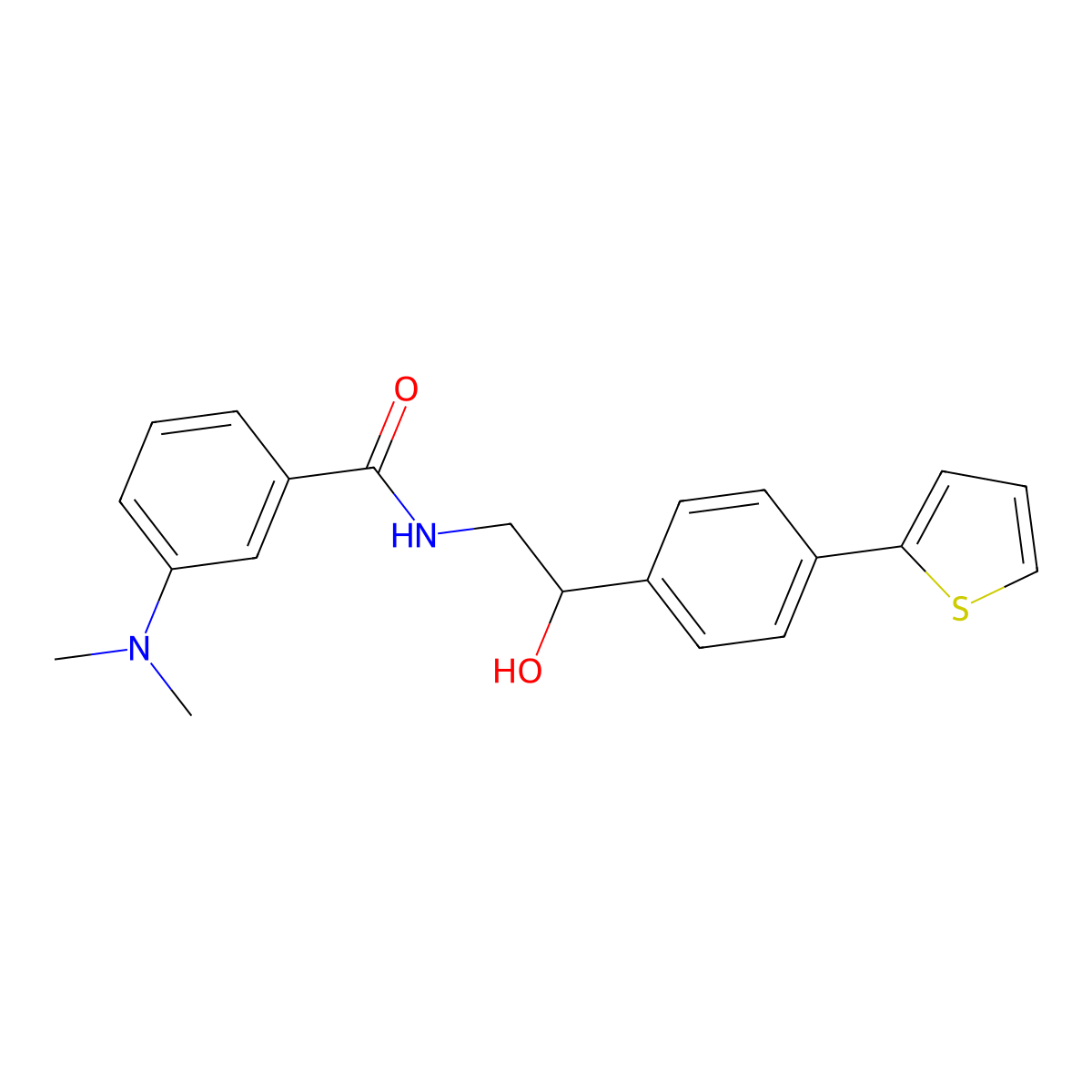 3-(dimethylamino)-N-{2-hydroxy-2-[4-(thiophen-2-yl)phenyl]ethyl}benzamide molecular structure, CAS 2380190-16-7