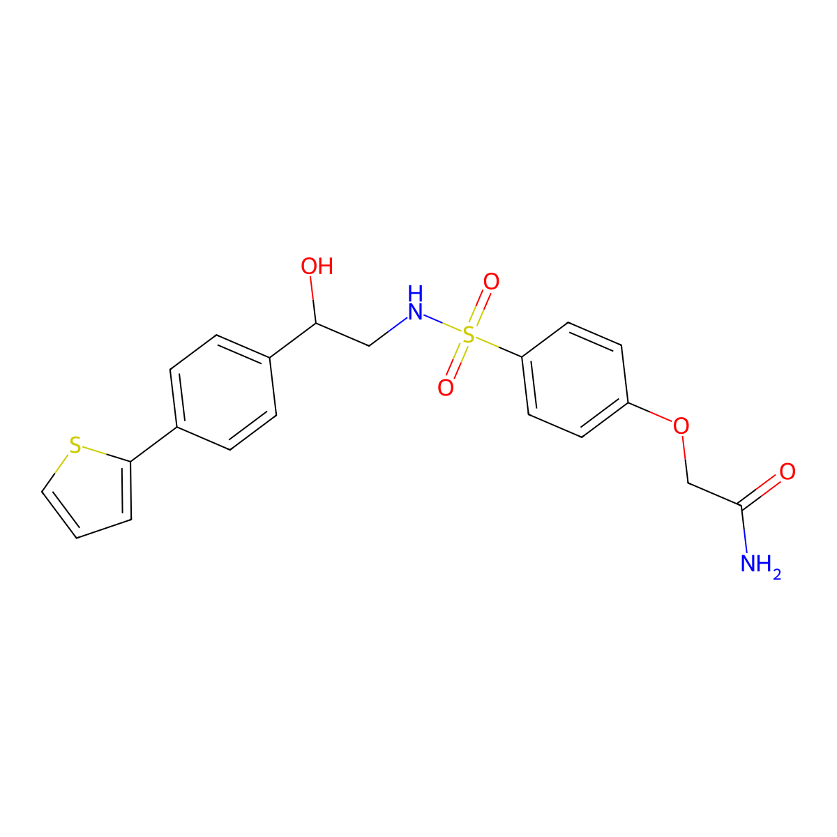 2-[4-({2-Hydroxy-2-[4-(thiophen-2-yl)phenyl]ethyl}sulfamoyl)phenoxy]acetamide molecular structure, CAS 2380190-17-8